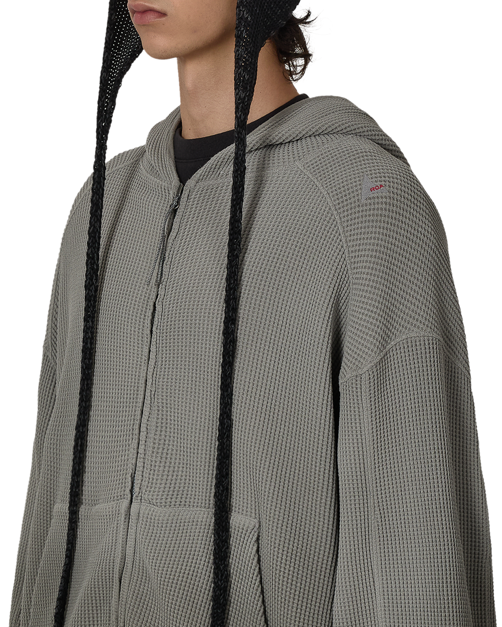 ROA Bee Sun Faded Organic Waffle Zip Up Hoodie J325241-S-Grey 5