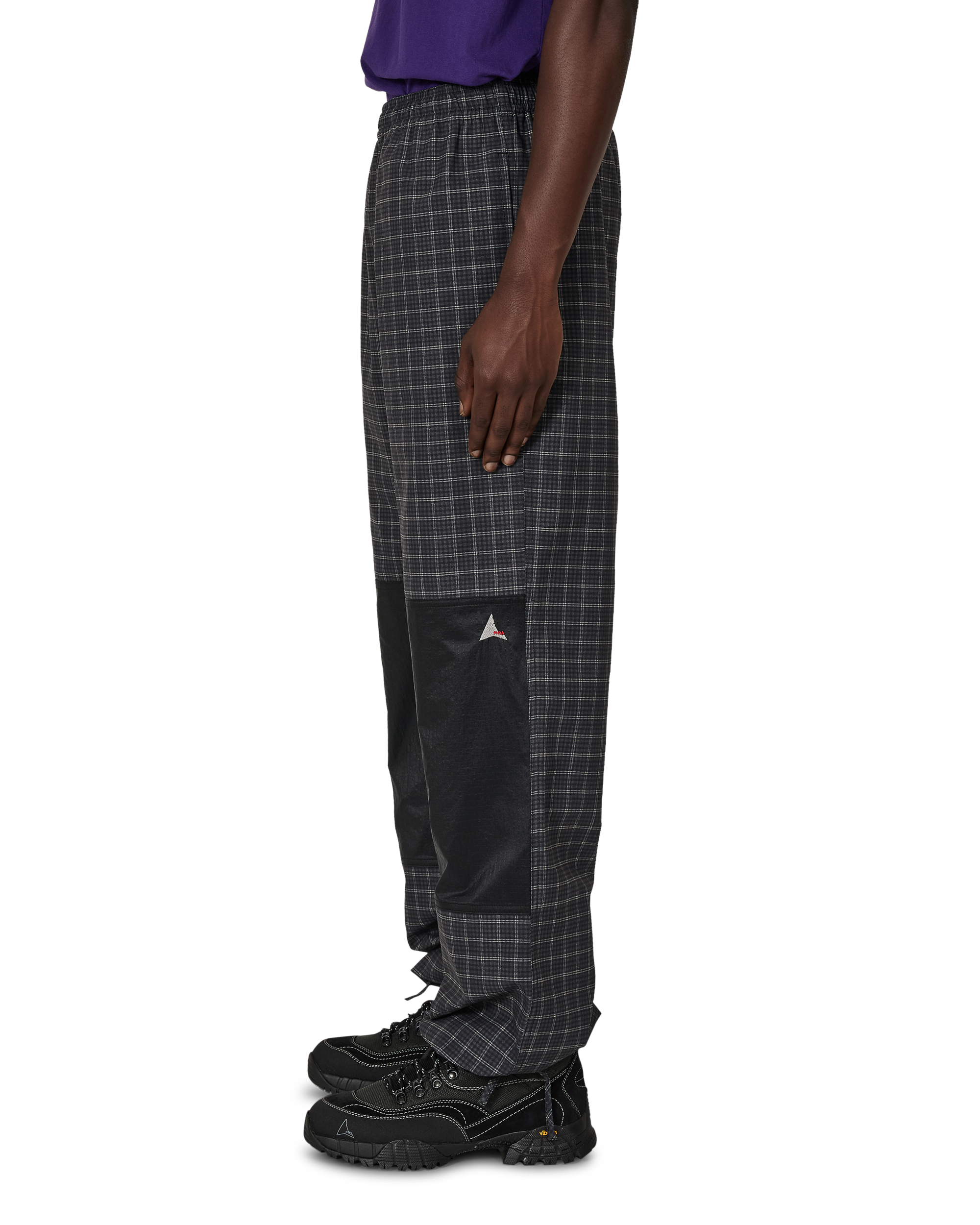ROA Aair Floweave Printed Check Elasticated Waistband Pants J325399-S-Black 2