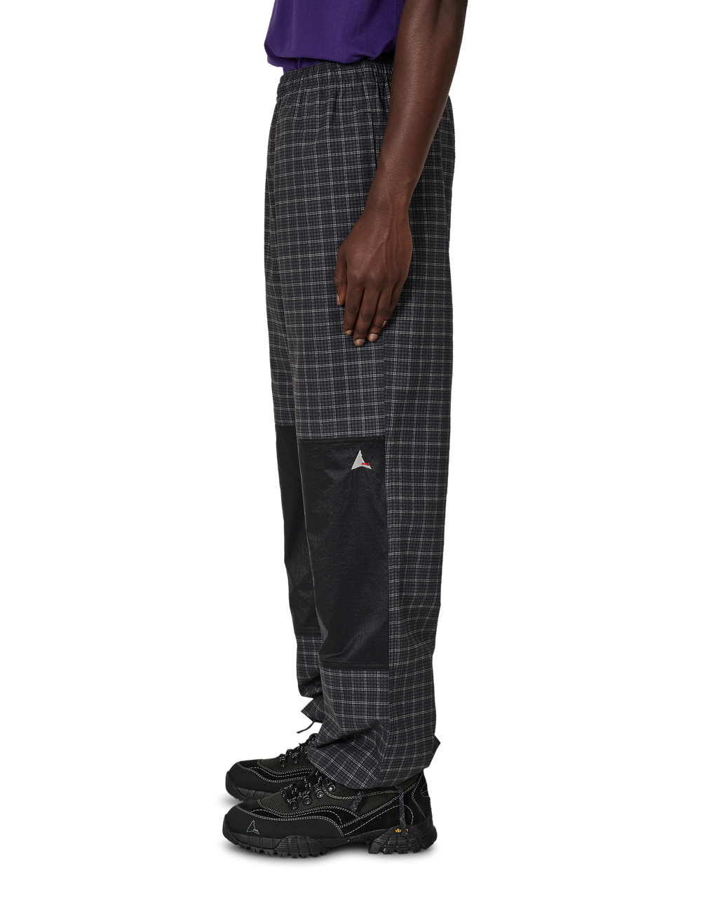 ROA Aair Floweave Printed Check Elasticated Waistband Pants J325399-S-Black front