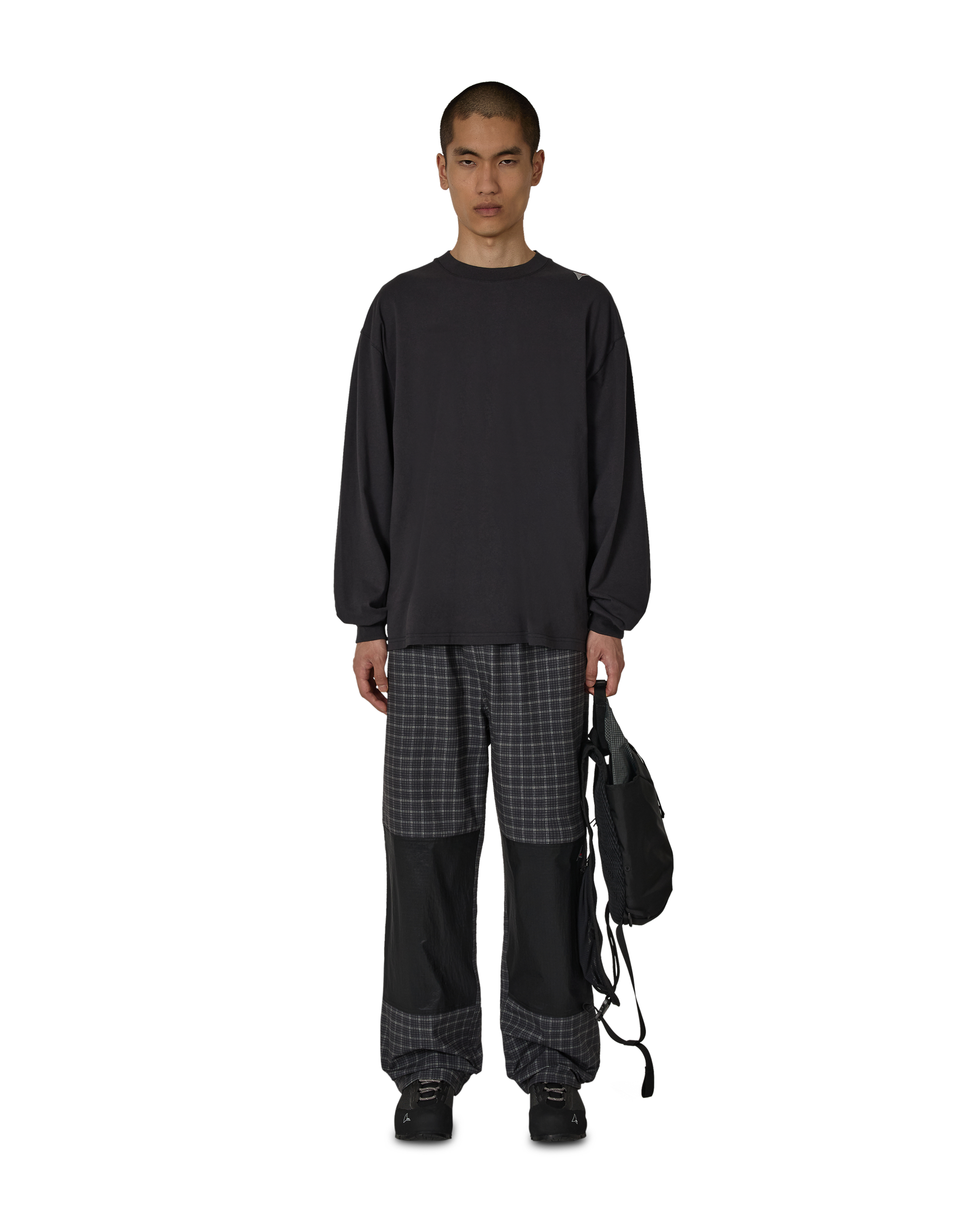 ROA Aair Floweave Printed Check Elasticated Waistband Pants J325399-S-Black 4