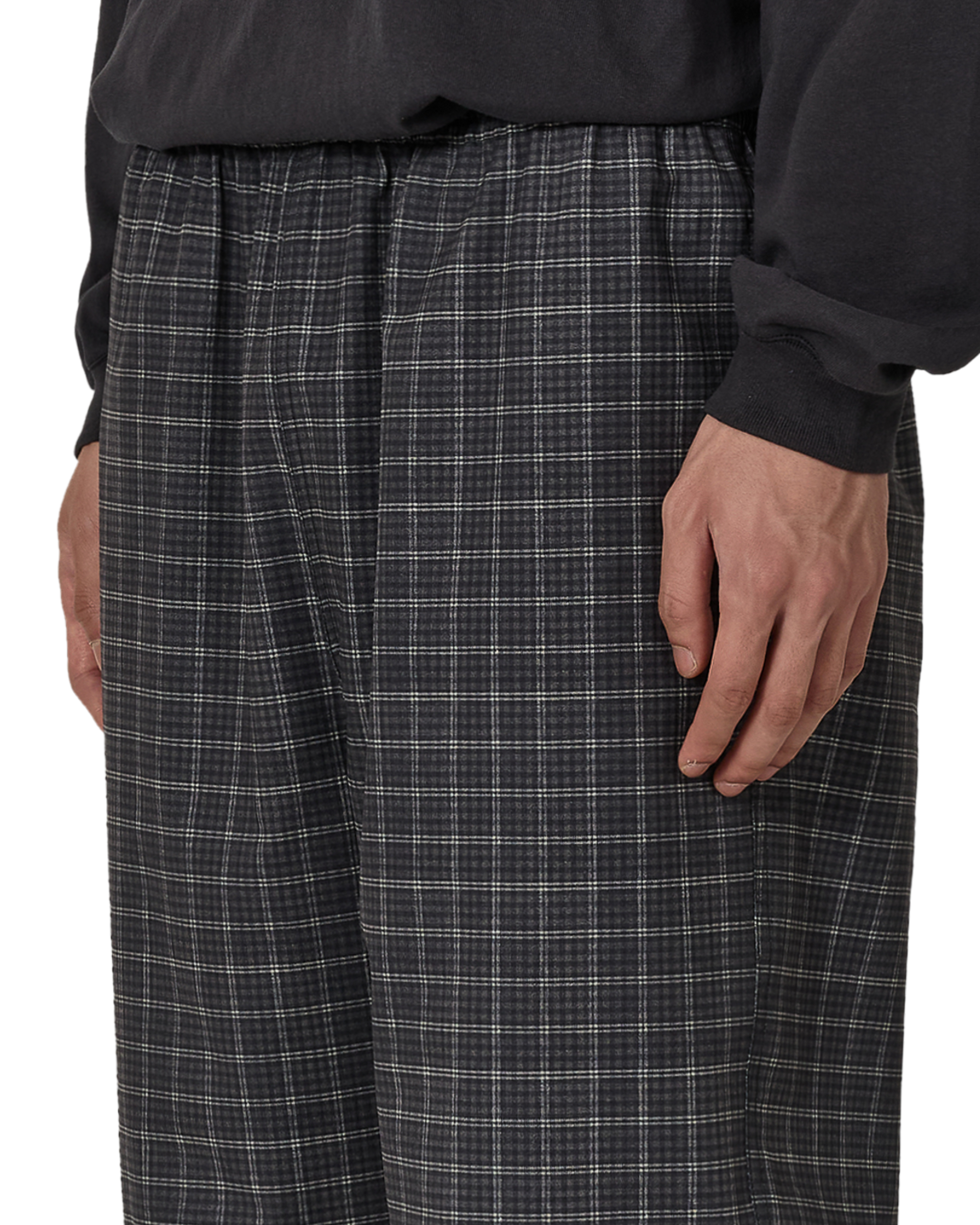 ROA Aair Floweave Printed Check Elasticated Waistband Pants J325399-S-Black 5