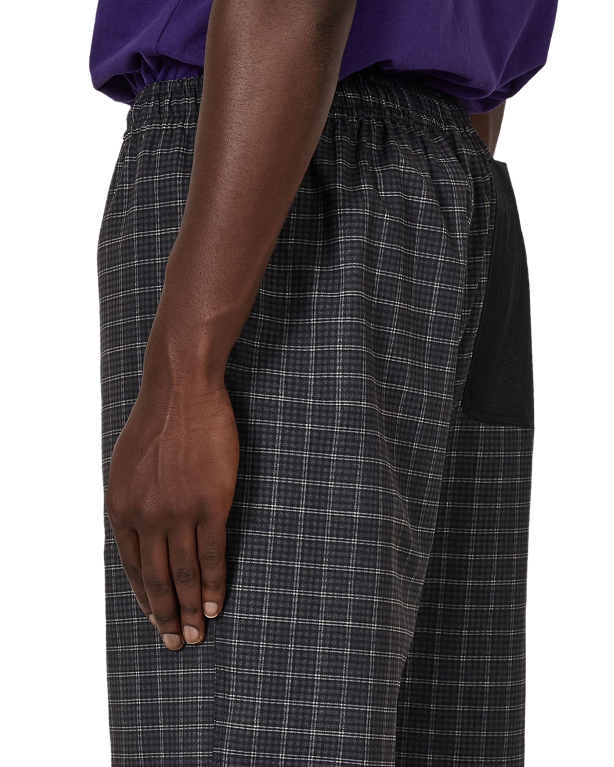 ROA Aair Floweave Printed Check Elasticated Waistband Pants J325399-S-Black 7