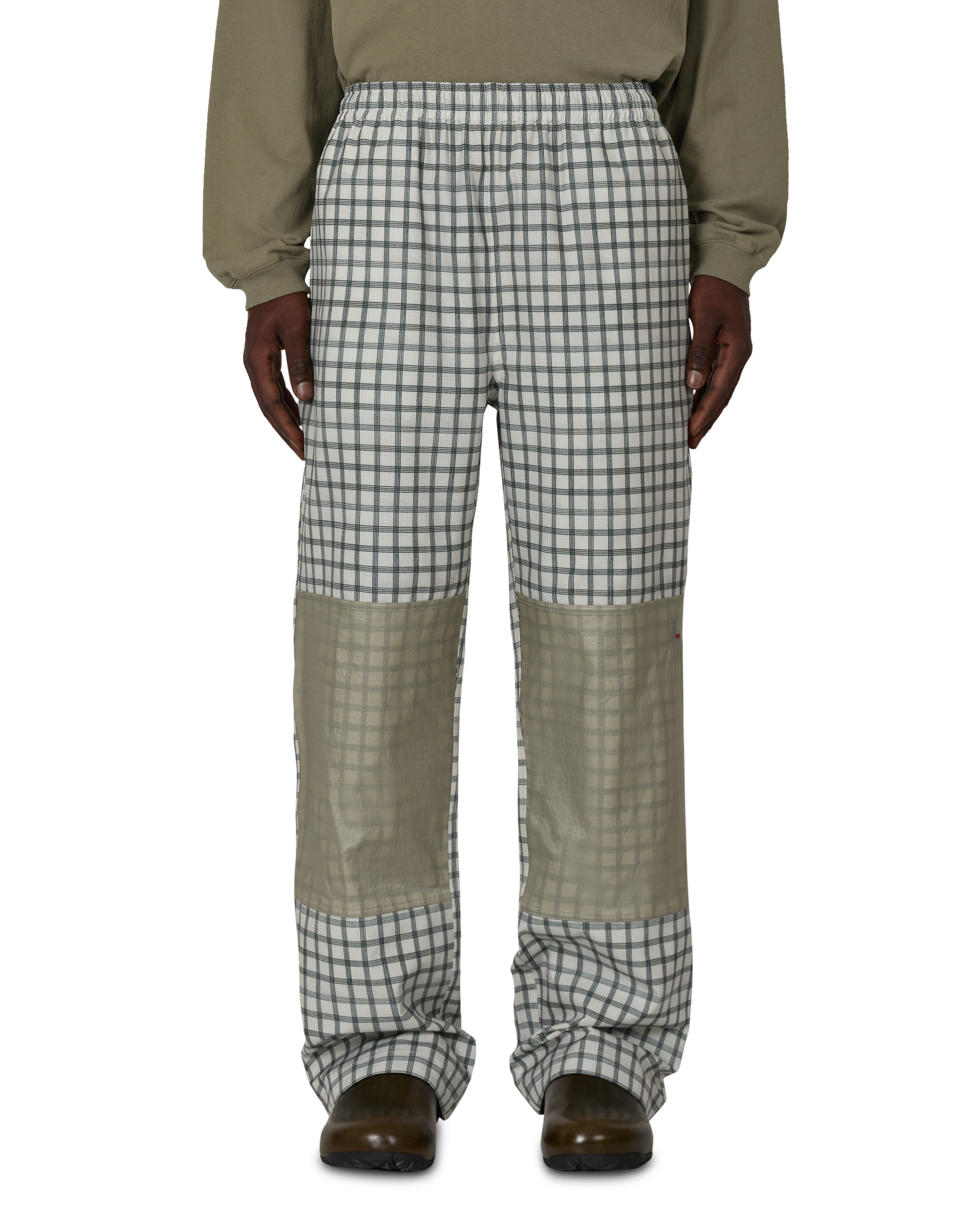 ROA Aair Floweave Printed Check Elasticated Waistband Pants J325400-S-White front