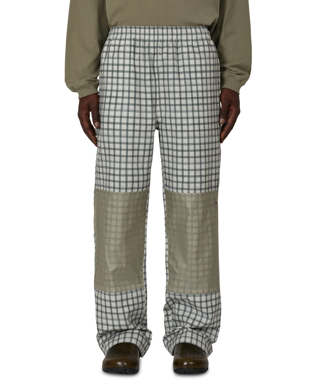 ROA Aair Floweave Printed Check Elasticated Waistband Pants J325400-S-White front