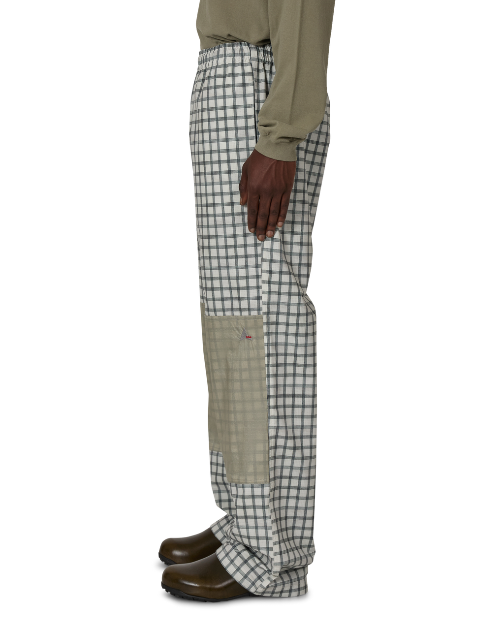 ROA Aair Floweave Printed Check Elasticated Waistband Pants J325400-S-White front