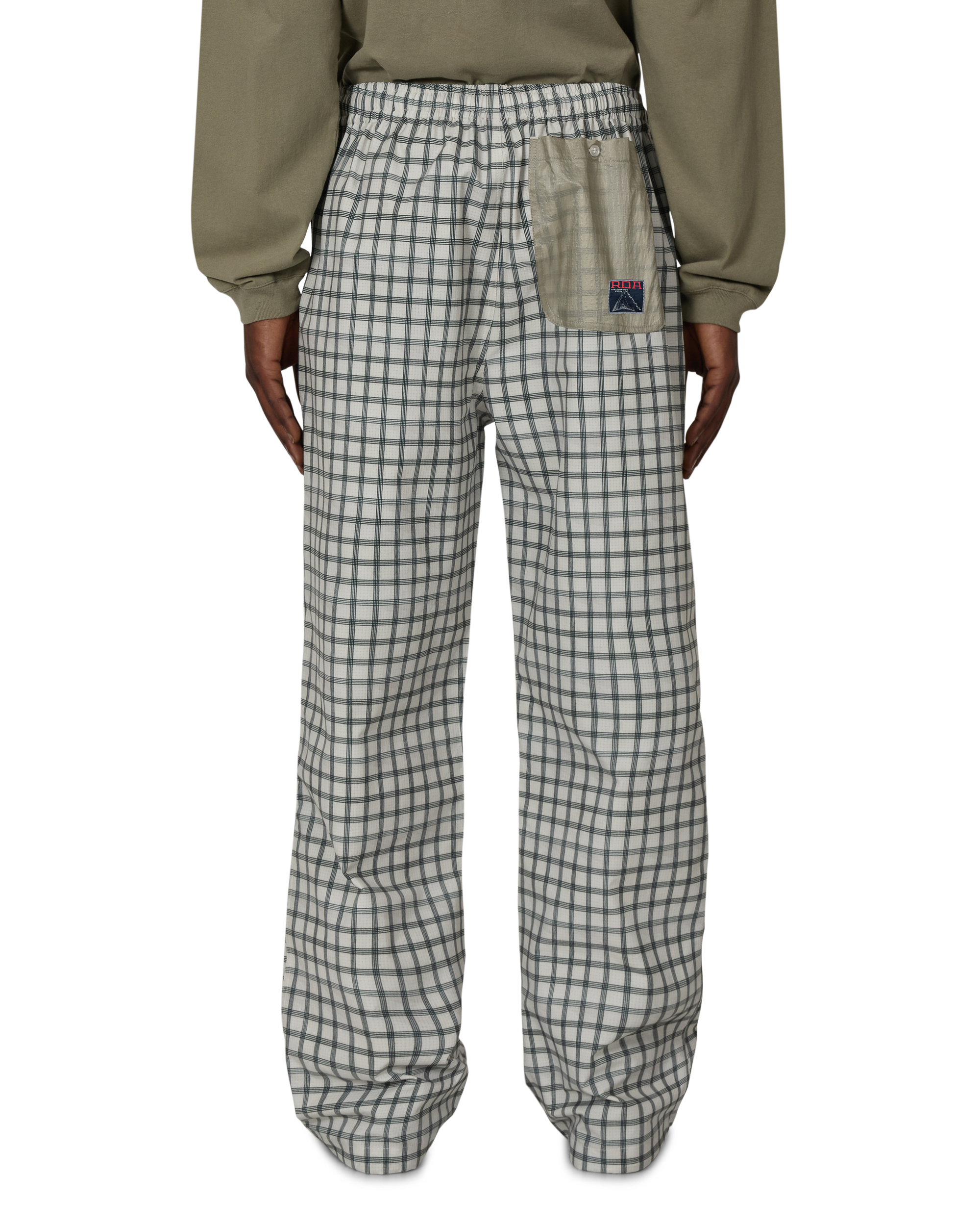 ROA Aair Floweave Printed Check Elasticated Waistband Pants J325400-S-White 3