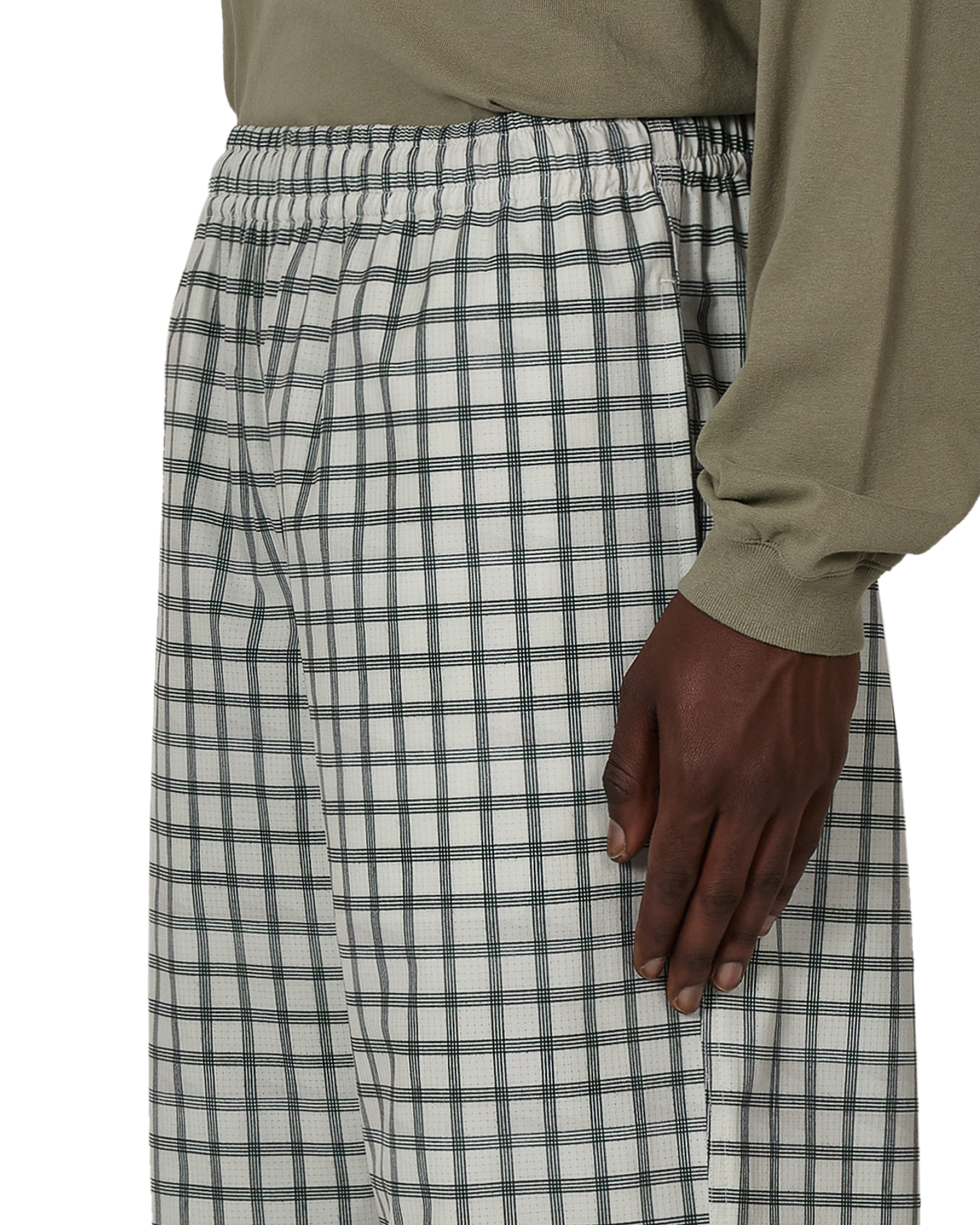 ROA Aair Floweave Printed Check Elasticated Waistband Pants J325400-S-White 5