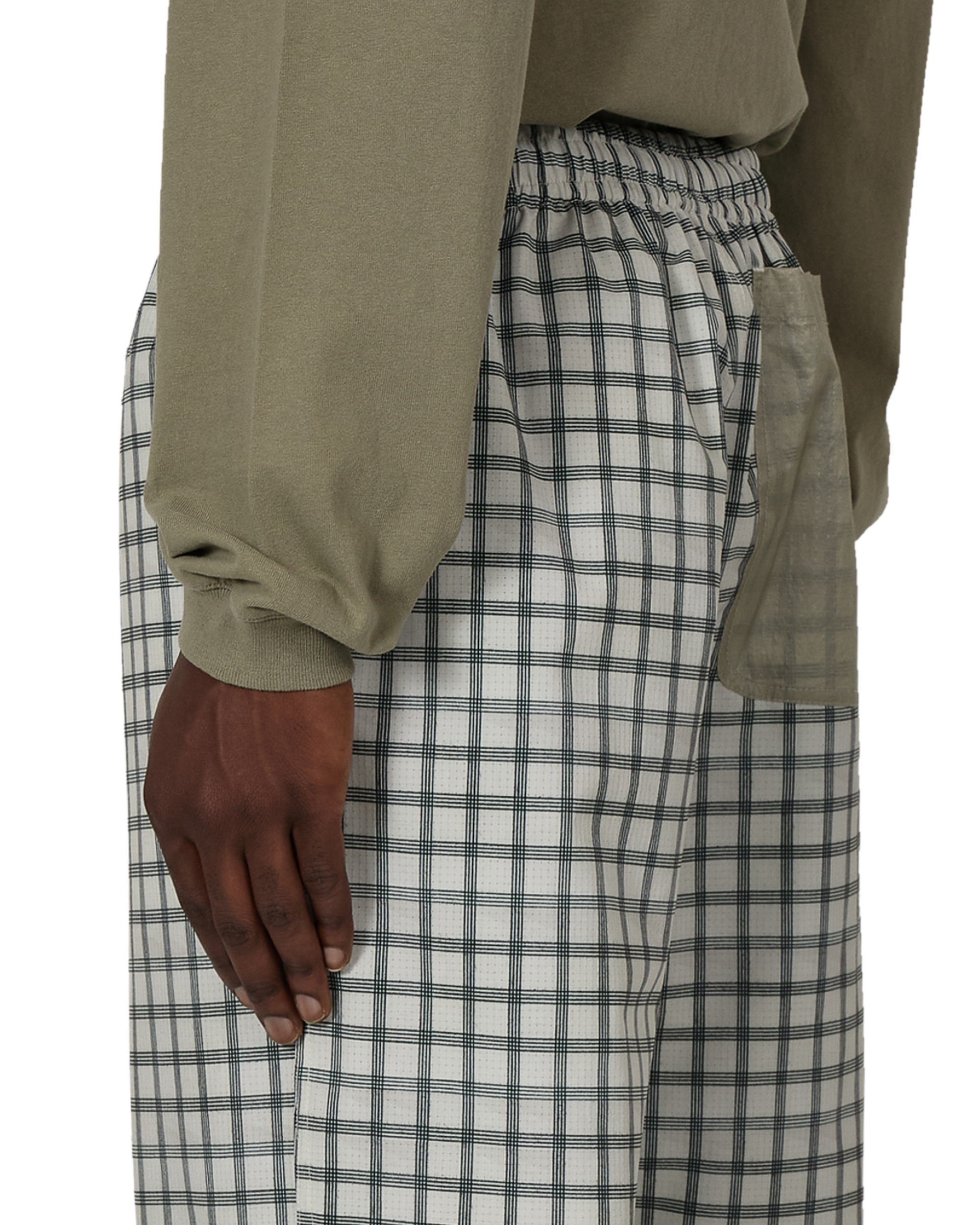 ROA Aair Floweave Printed Check Elasticated Waistband Pants J325400-S-White 7