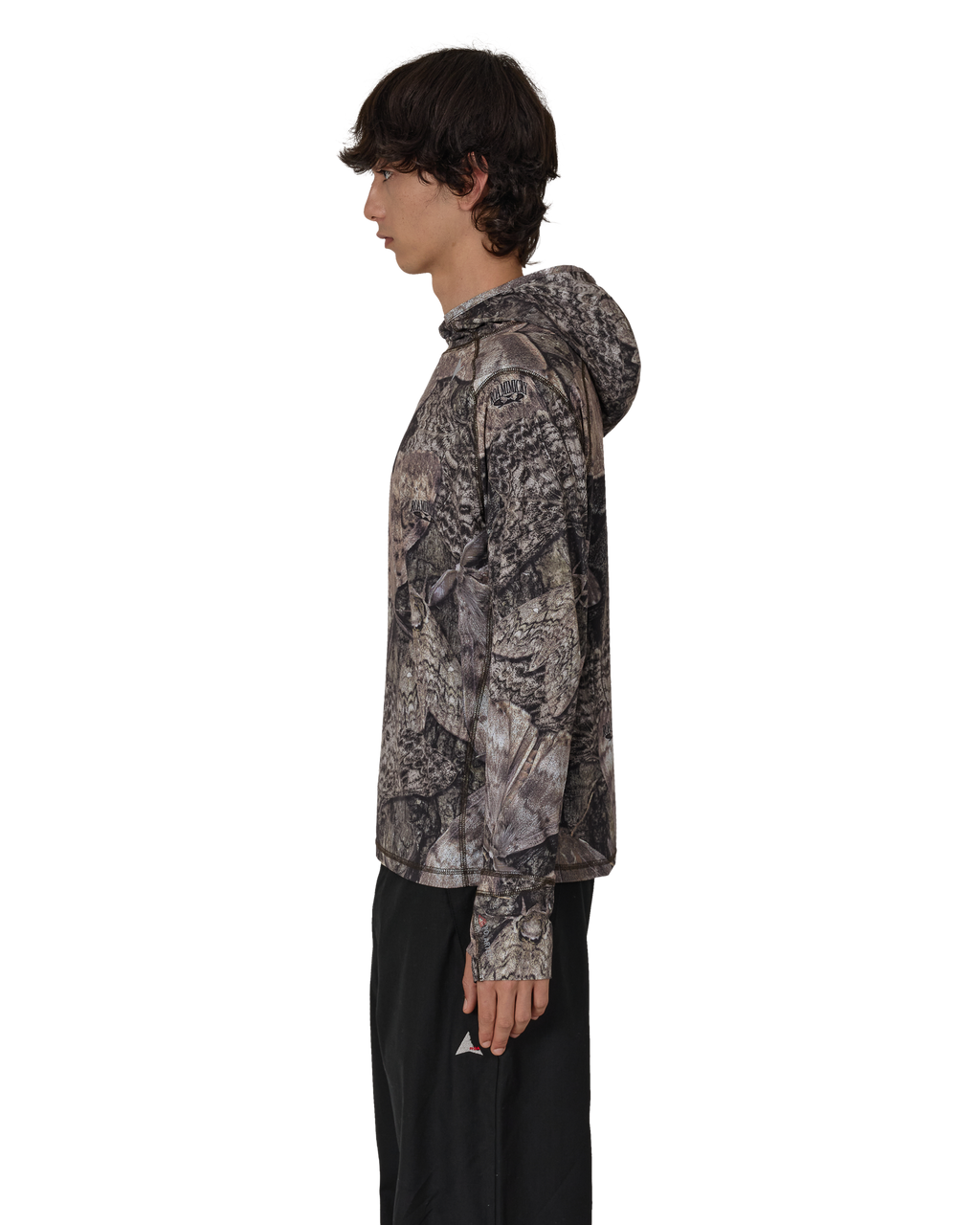 ROA Lio Upf Plus 50 Baselayer Moth Print Long Sleeve Hoodie J325401-S-Brown front