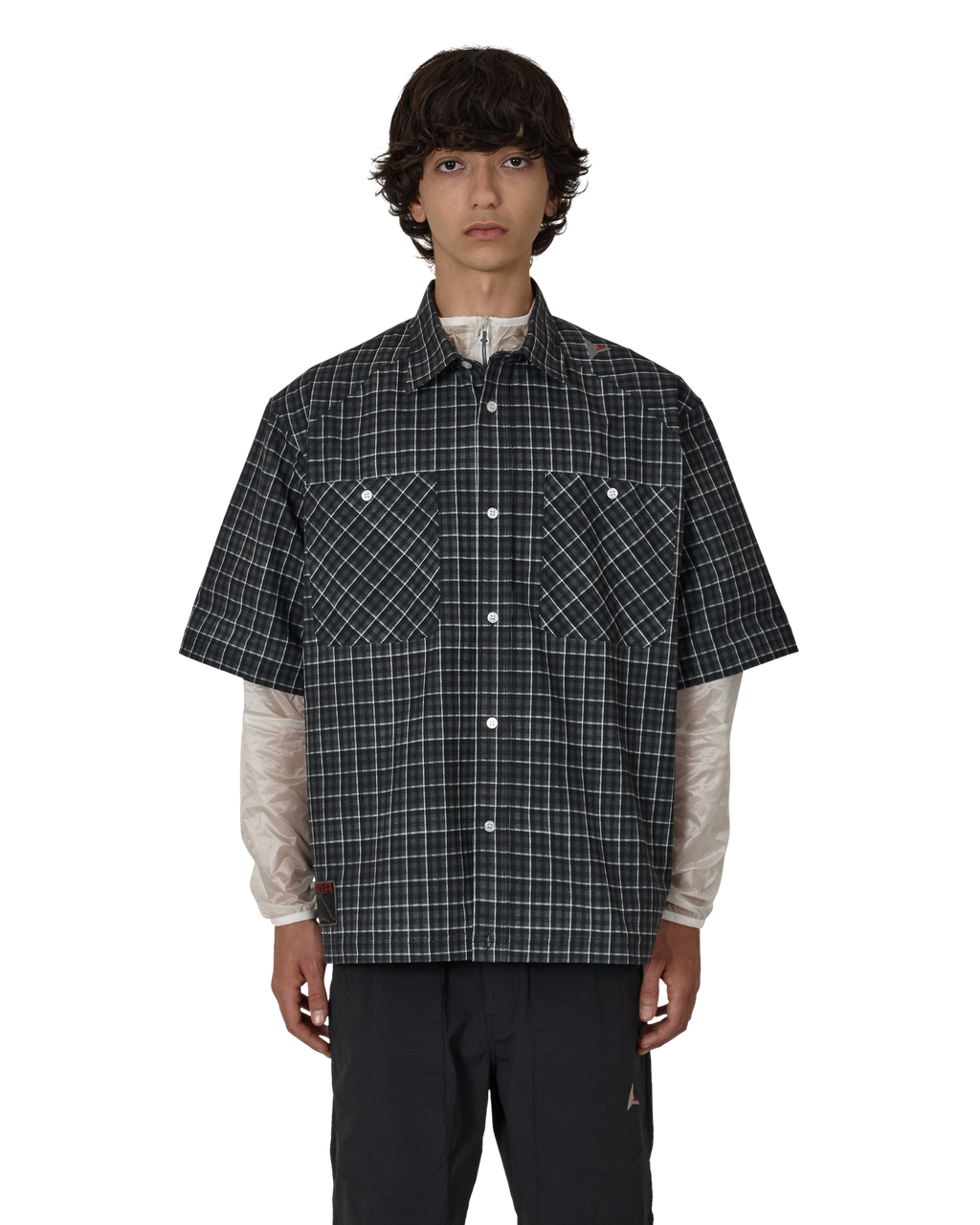 ROA Aair Floweave Printed Check Short Sleeve Shirt J325402-S-Grey front