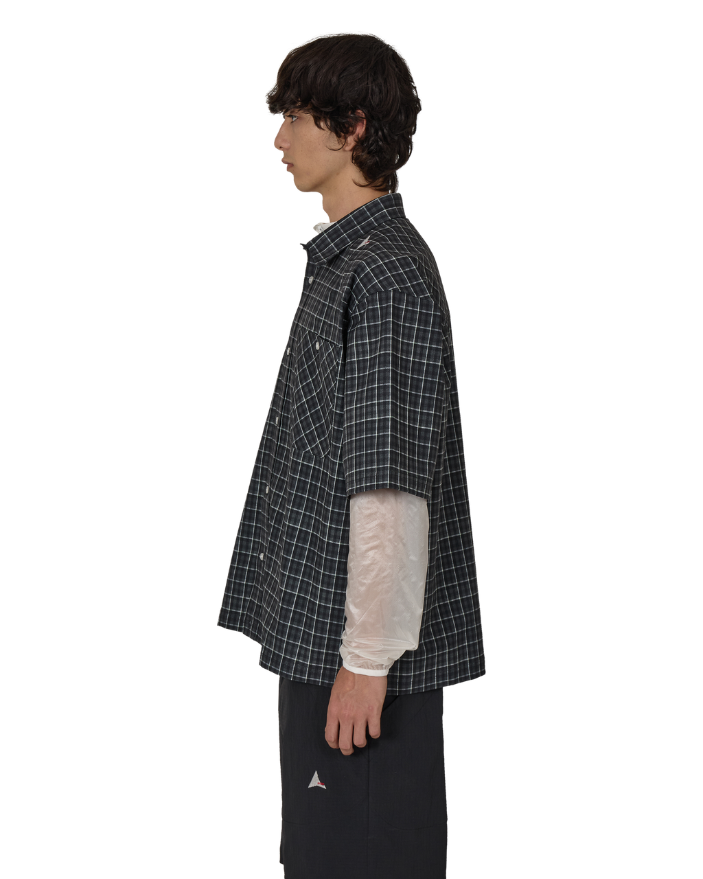 ROA Aair Floweave Printed Check Short Sleeve Shirt J325402-S-Grey front