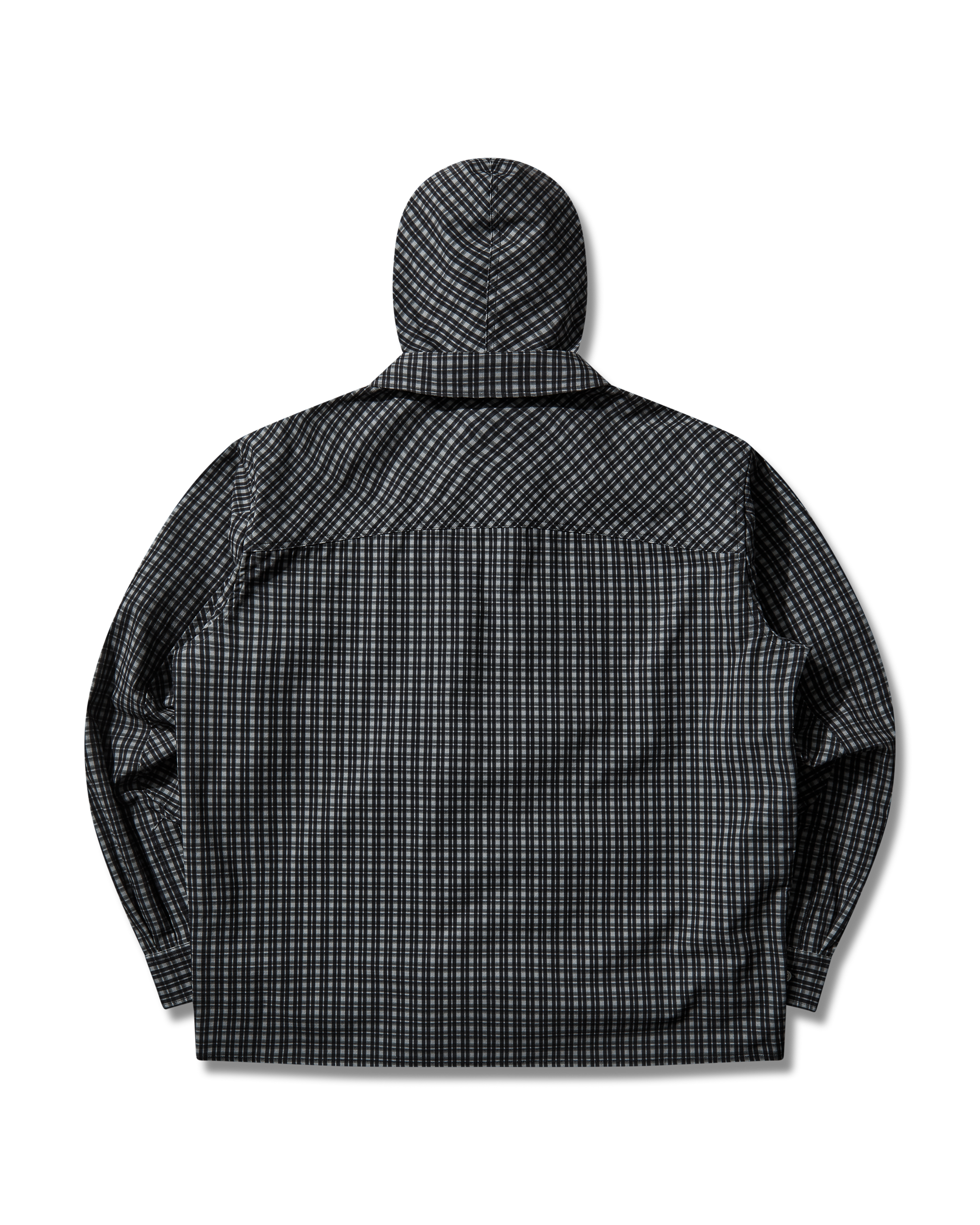 ROA Aair Floweave Printed Check Long Sleeve Hooded Shirt J325403-S-Black 10