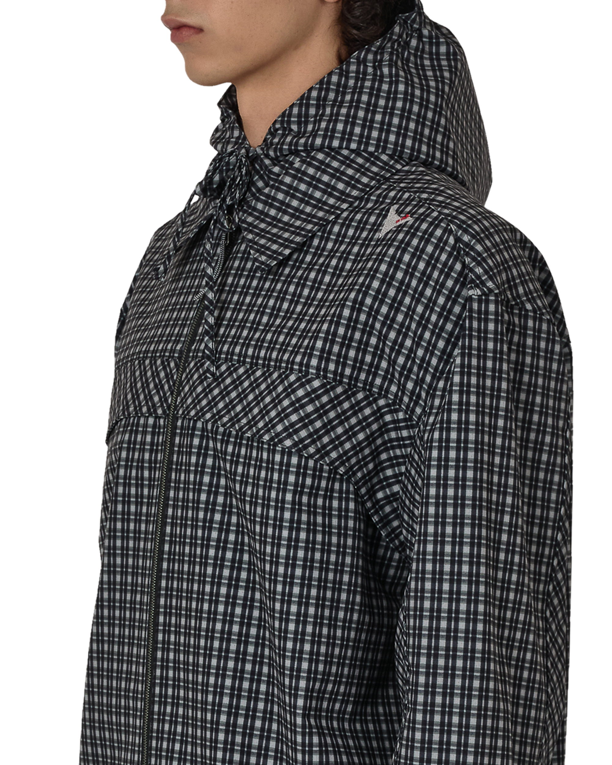 ROA Aair Floweave Printed Check Long Sleeve Hooded Shirt J325403-S-Black 5