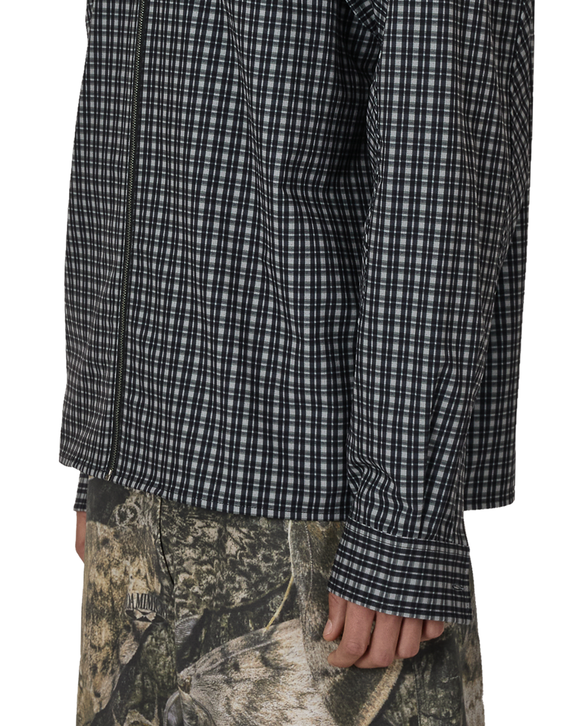 ROA Aair Floweave Printed Check Long Sleeve Hooded Shirt J325403-S-Black 6