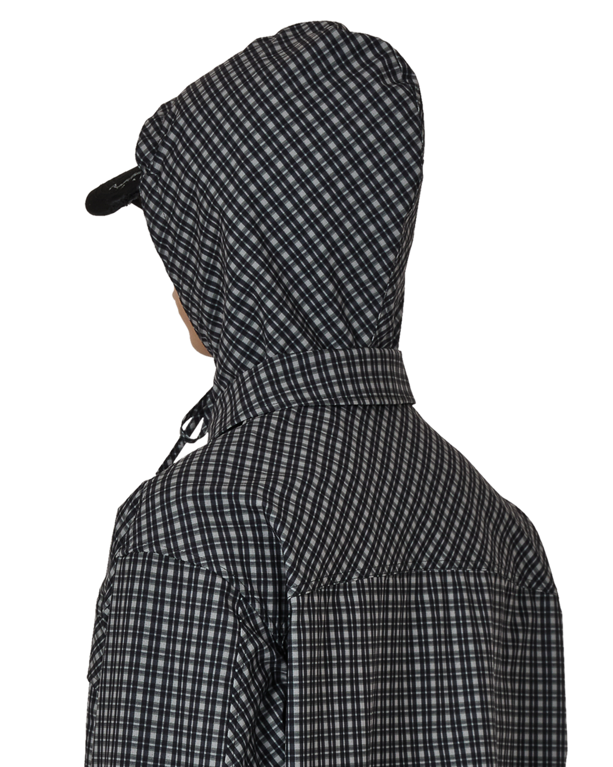 ROA Aair Floweave Printed Check Long Sleeve Hooded Shirt J325403-S-Black 7