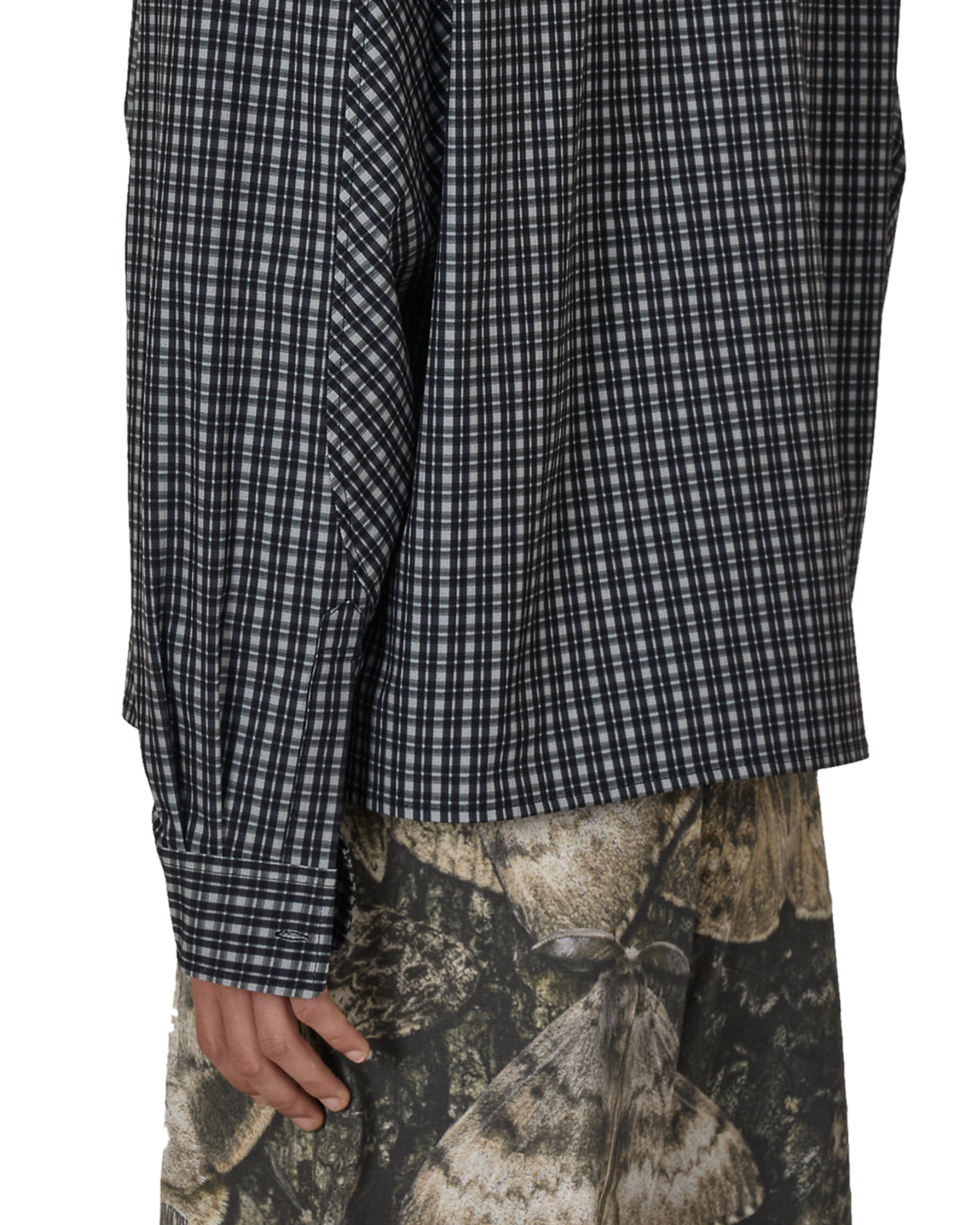 ROA Aair Floweave Printed Check Long Sleeve Hooded Shirt J325403-S-Black 8