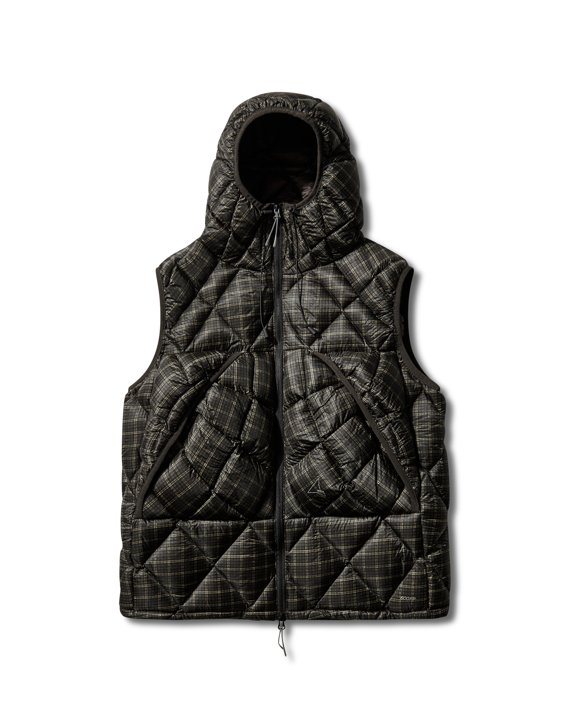 ROA Nuna 600 Fill Power Printed Check Hooded Down Vest J325408-S-Black 9