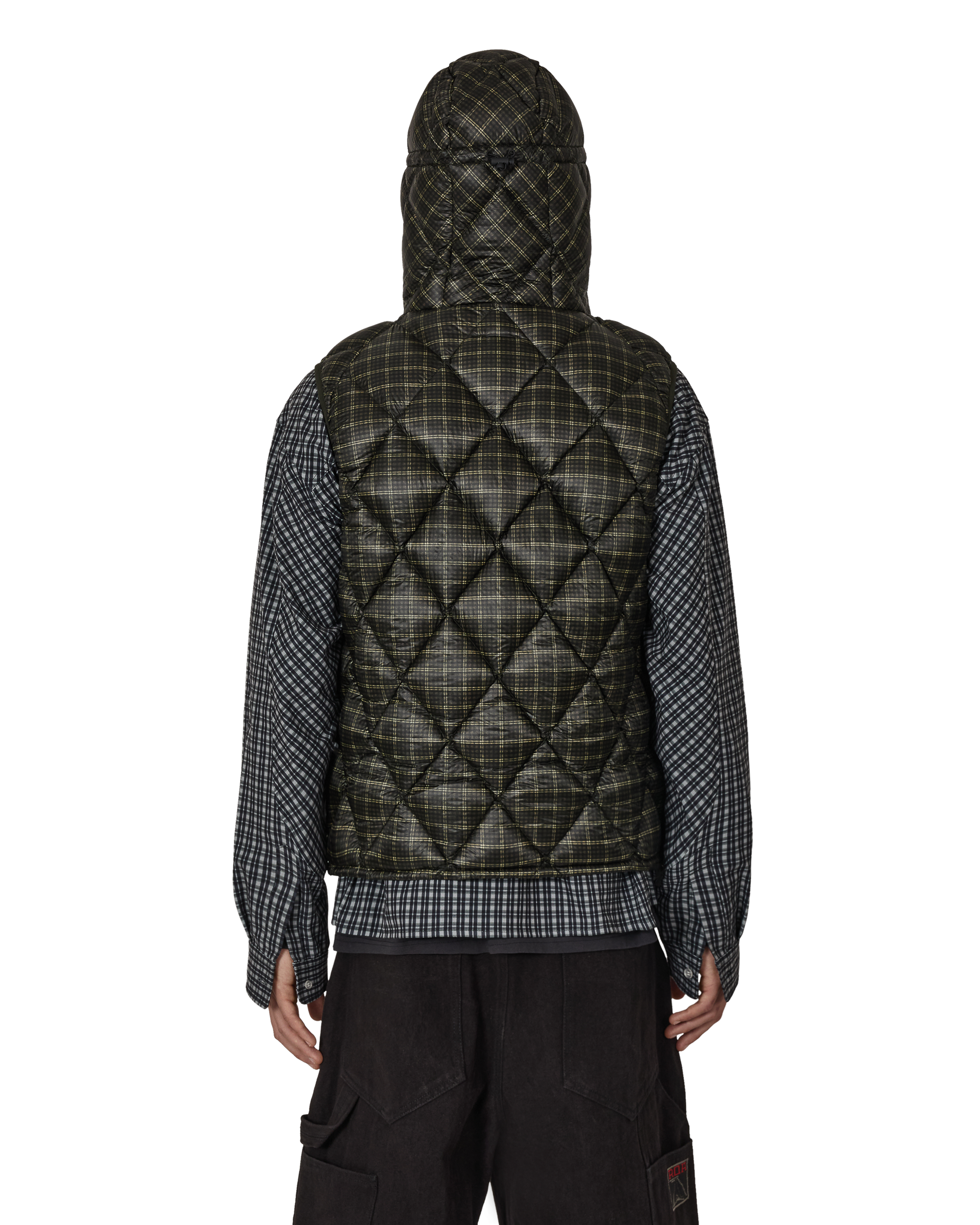 ROA Nuna 600 Fill Power Printed Check Hooded Down Vest J325408-S-Black 3