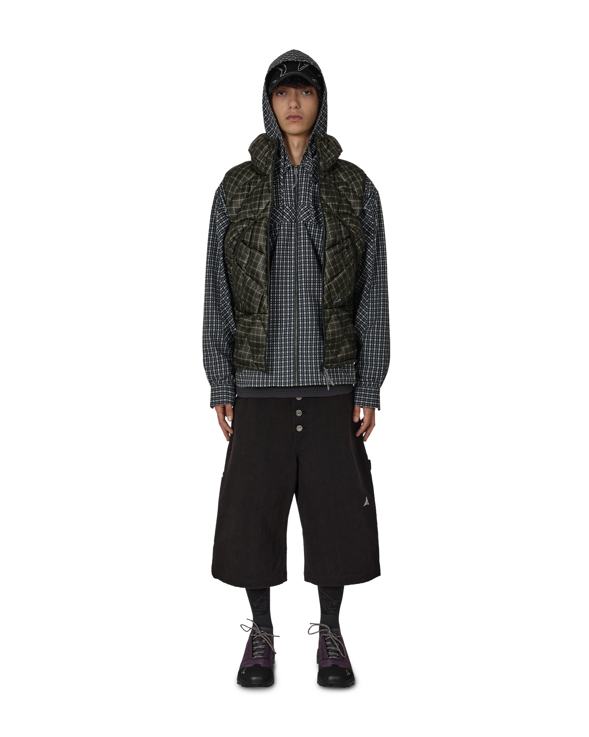 ROA Nuna 600 Fill Power Printed Check Hooded Down Vest J325408-S-Black 4