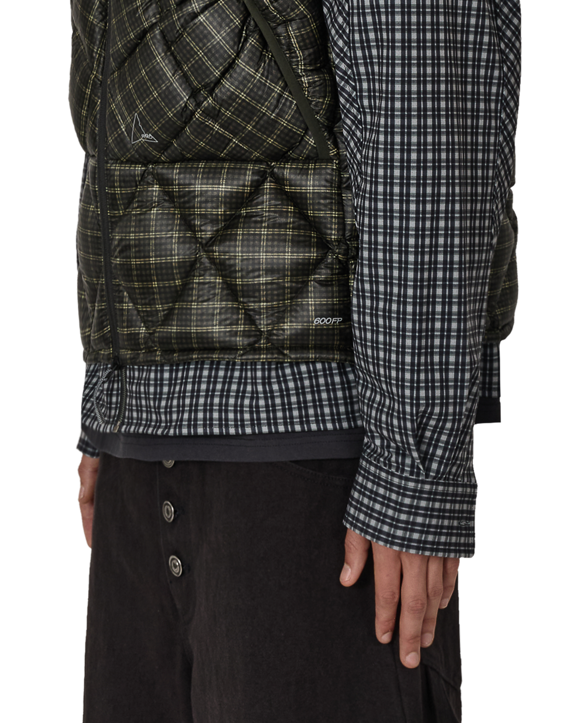 ROA Nuna 600 Fill Power Printed Check Hooded Down Vest J325408-S-Black 6