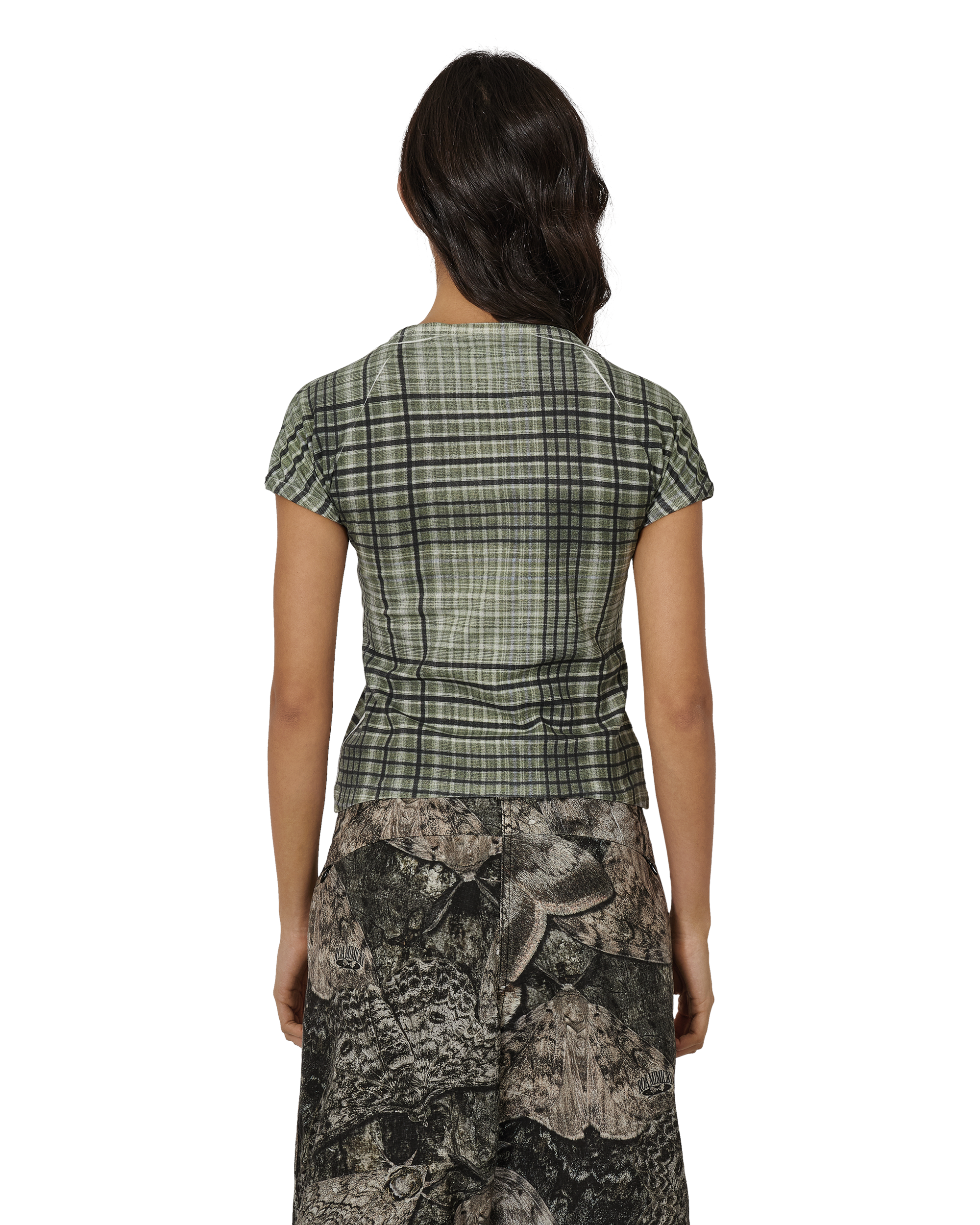 ROA Taba Printed Check Baby Tee J325463-XS-Green 3