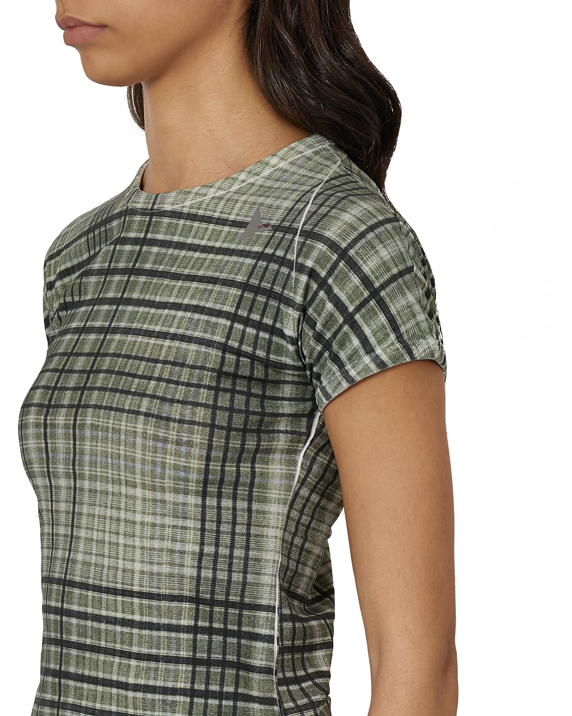 ROA Taba Printed Check Baby Tee J325463-XS-Green 5