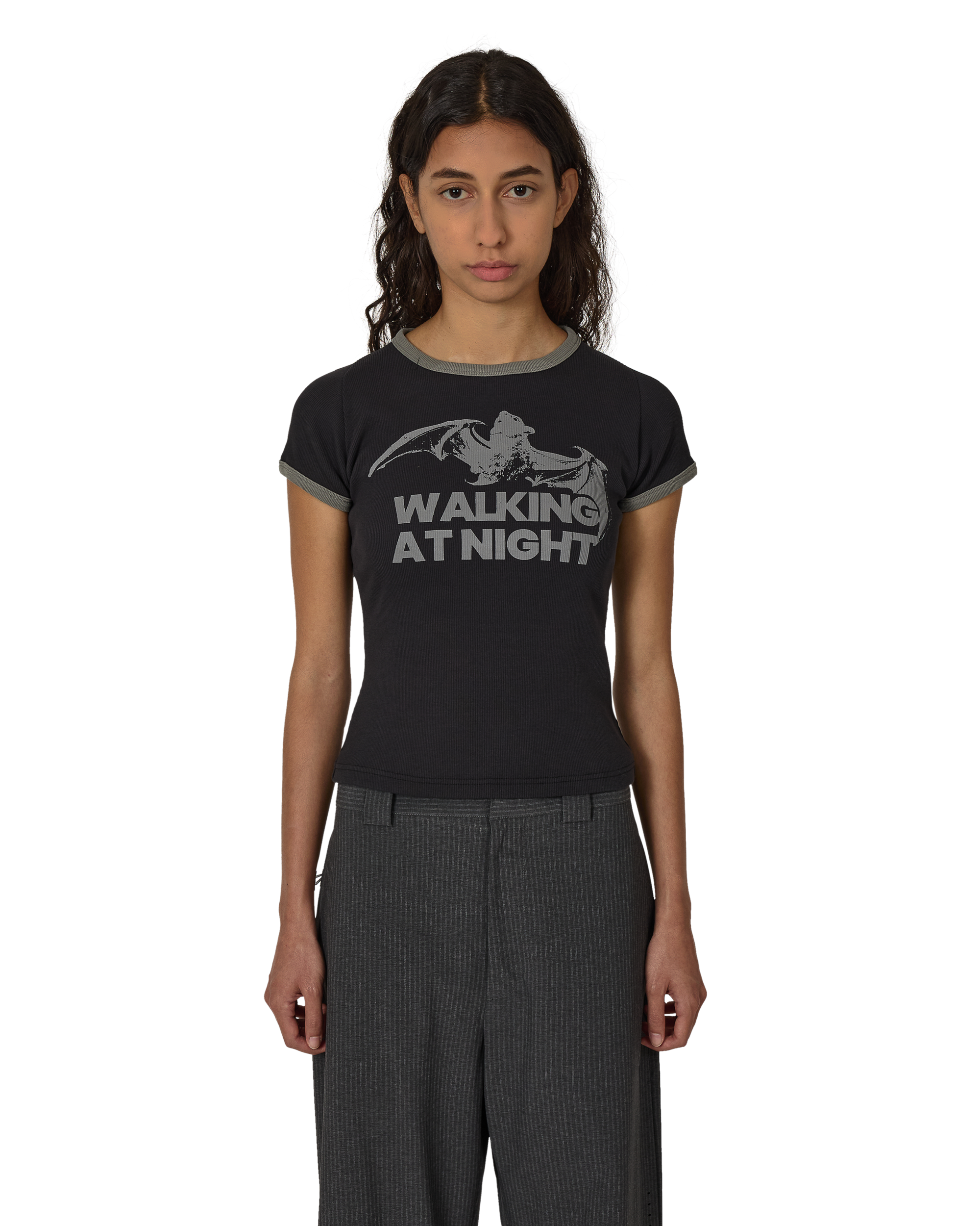 ROA Guniy Ribbed Baby Tee J325465-XS-Black front