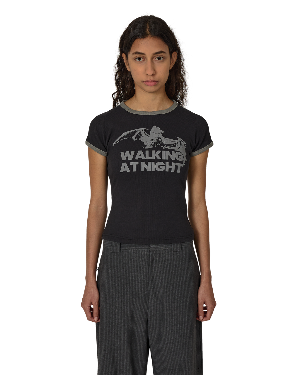 ROA Guniy Ribbed Baby Tee J325465-XS-Black front