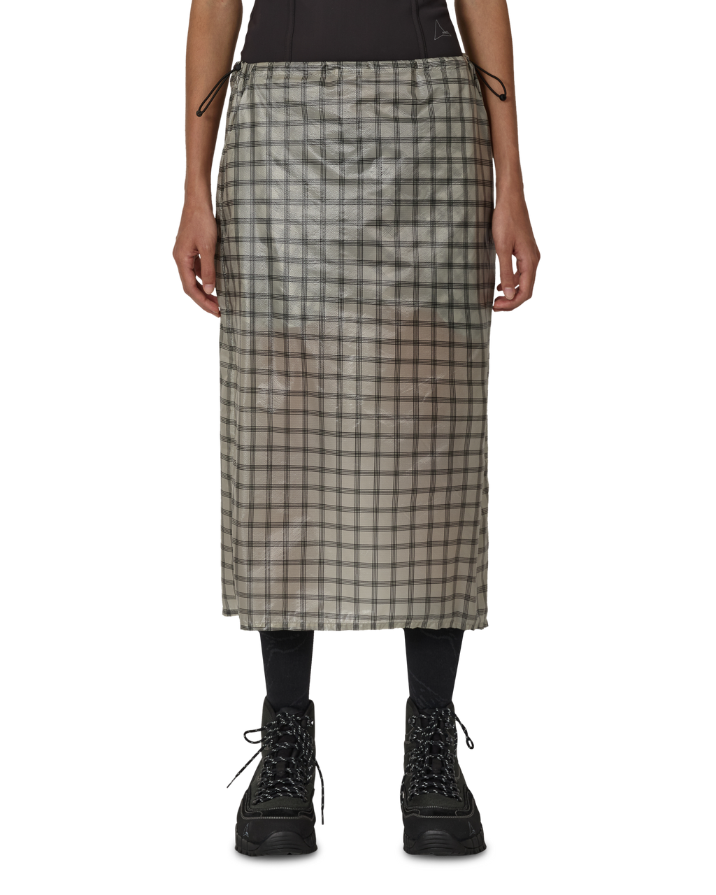 ROA Women's Nia See Through Printed Check Mid Skirt J325820-XS-White front