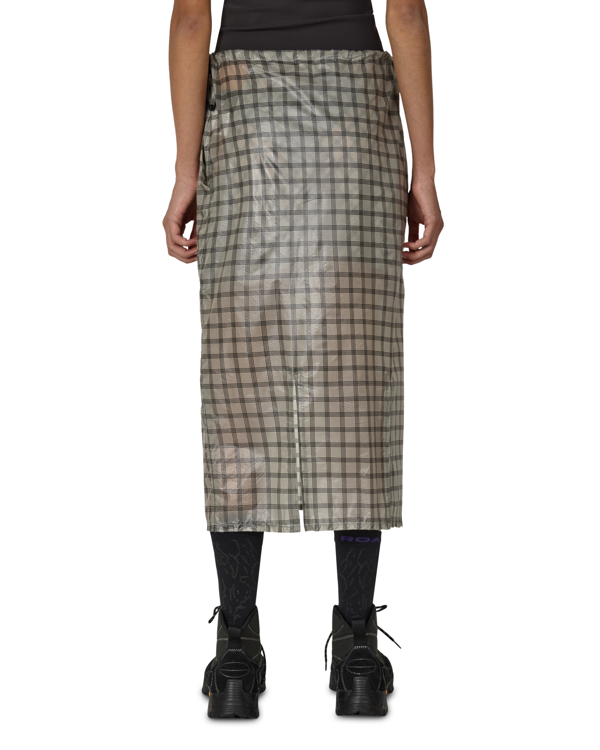 ROA Women's Nia See Through Printed Check Mid Skirt J325820-XS-White 2