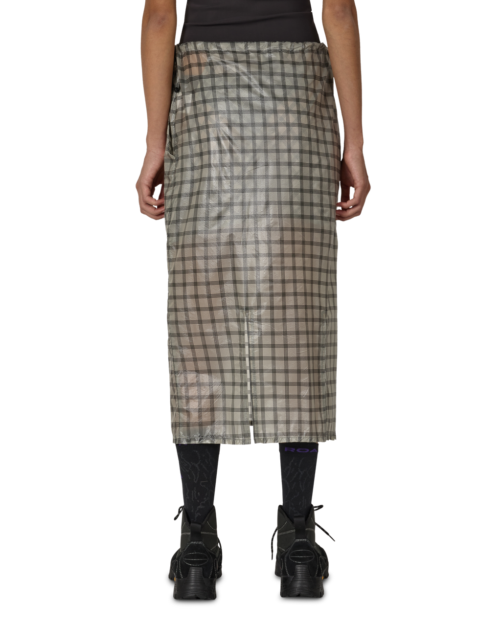 ROA Women's Nia See Through Printed Check Mid Skirt J325820-XS-White front