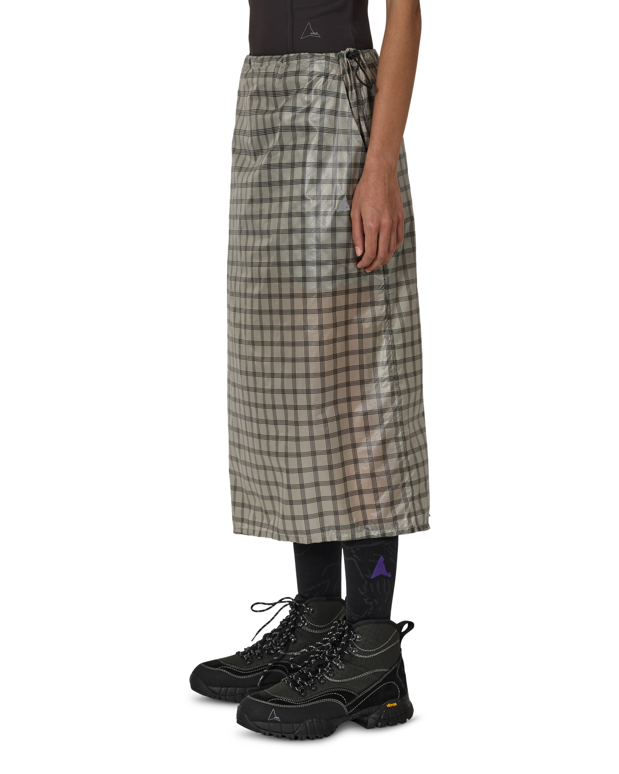 ROA Women's Nia See Through Printed Check Mid Skirt J325820-XS-White 4