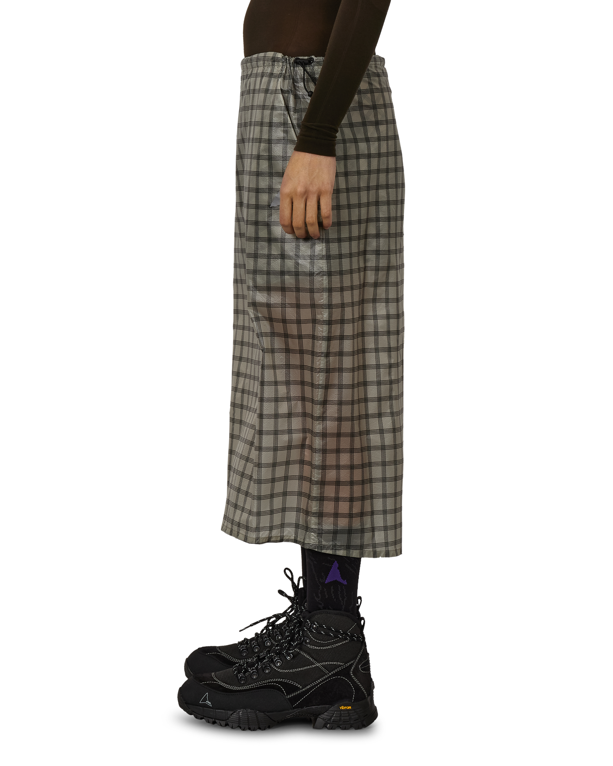 ROA Women's Nia See Through Printed Check Mid Skirt J325820-XS-White 2