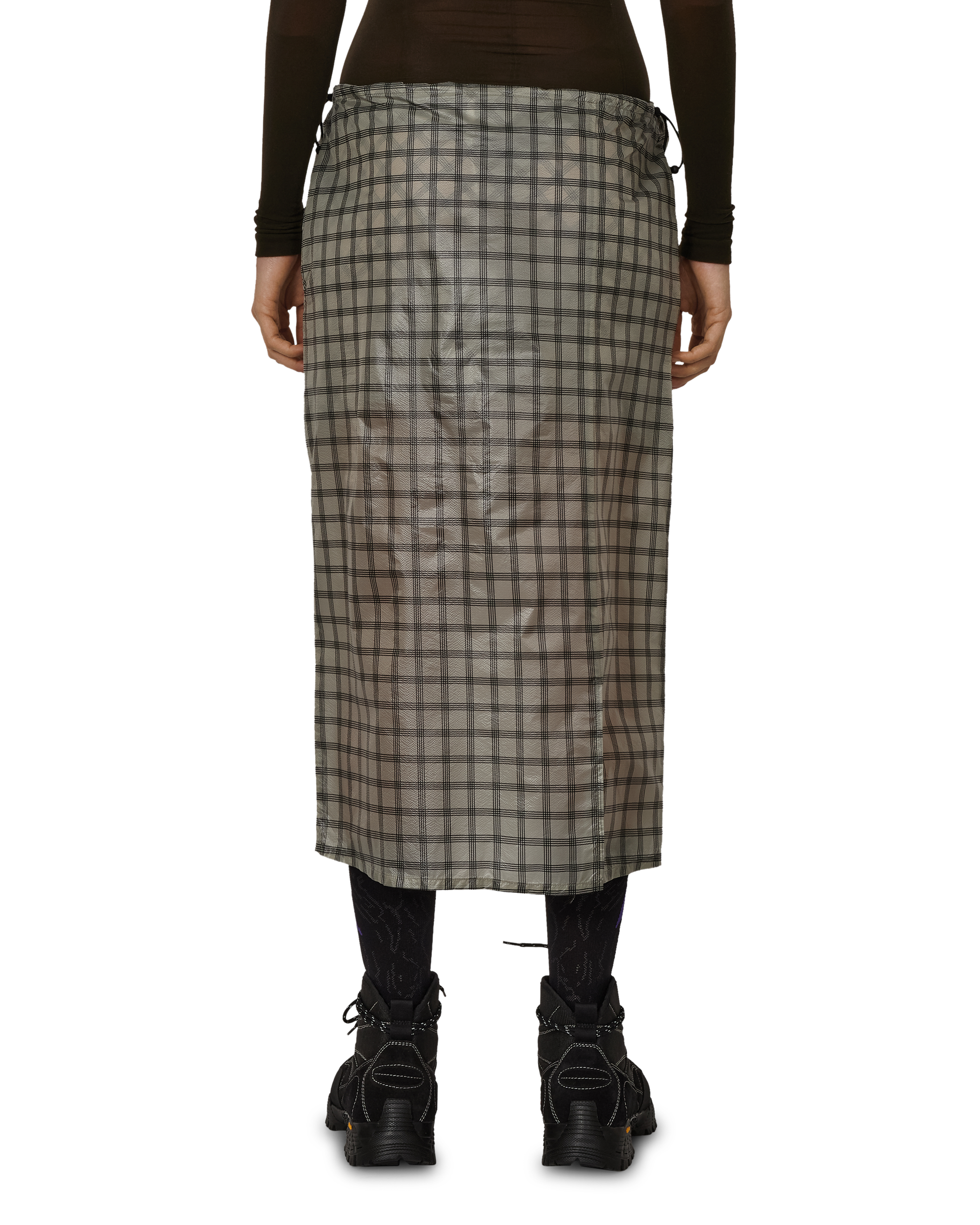 ROA Women's Nia See Through Printed Check Mid Skirt J325820-XS-White front