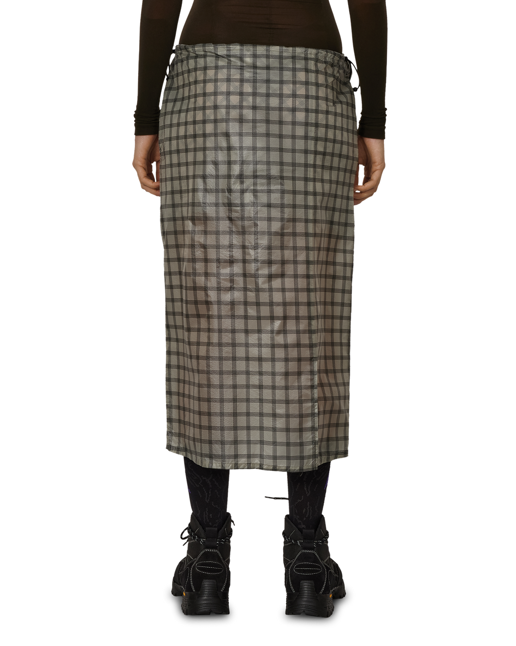 ROA Women's Nia See Through Printed Check Mid Skirt J325820-XS-White front