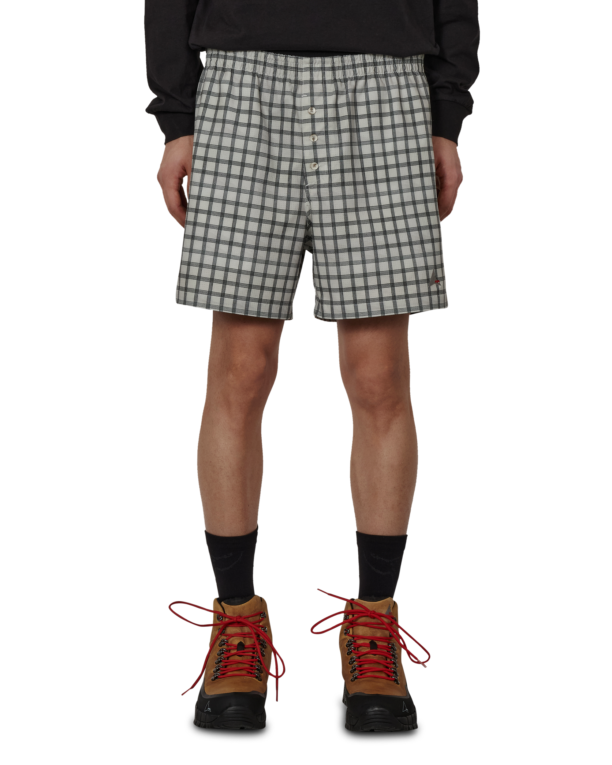 ROA Aair Floweave Printed Check Shorts J330189-XS-White front