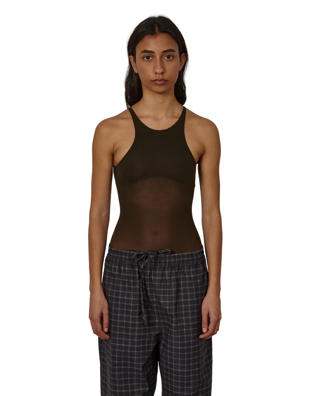 ROA Haze Ultralight Seamless See Through Tank Top J330838-XS/S-Brown front