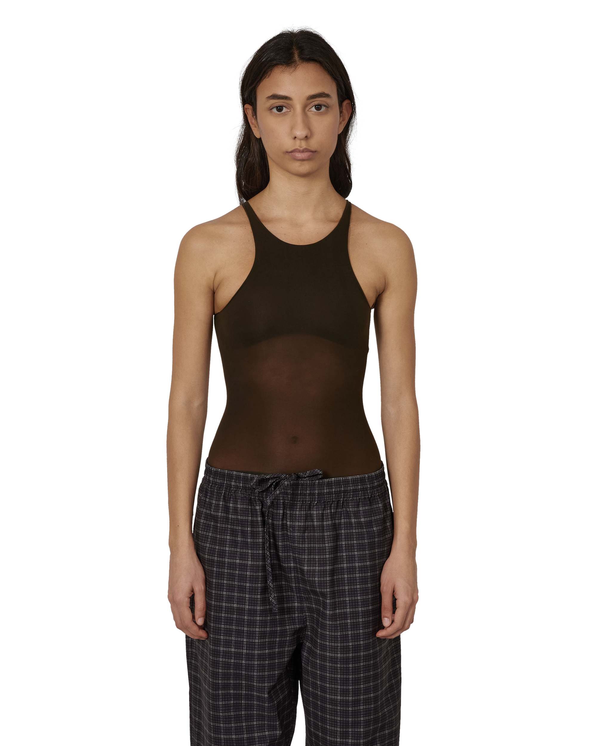 ROA Haze Ultralight Seamless See Through Tank Top J330838-XS/S-Brown front