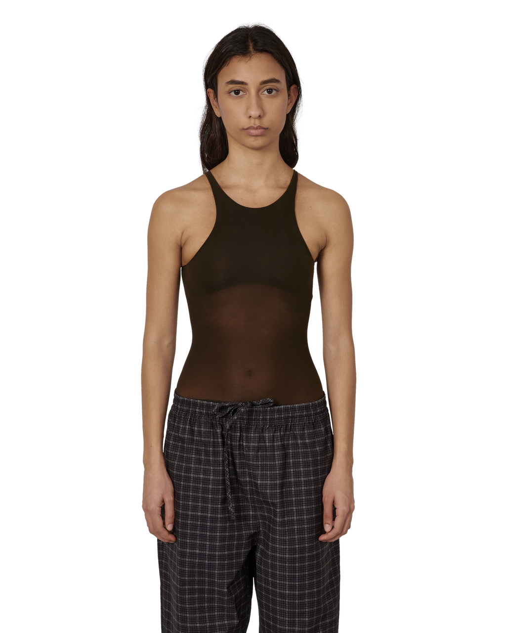 ROA Haze Ultralight Seamless See Through Tank Top J330838-XS/S-Brown front
