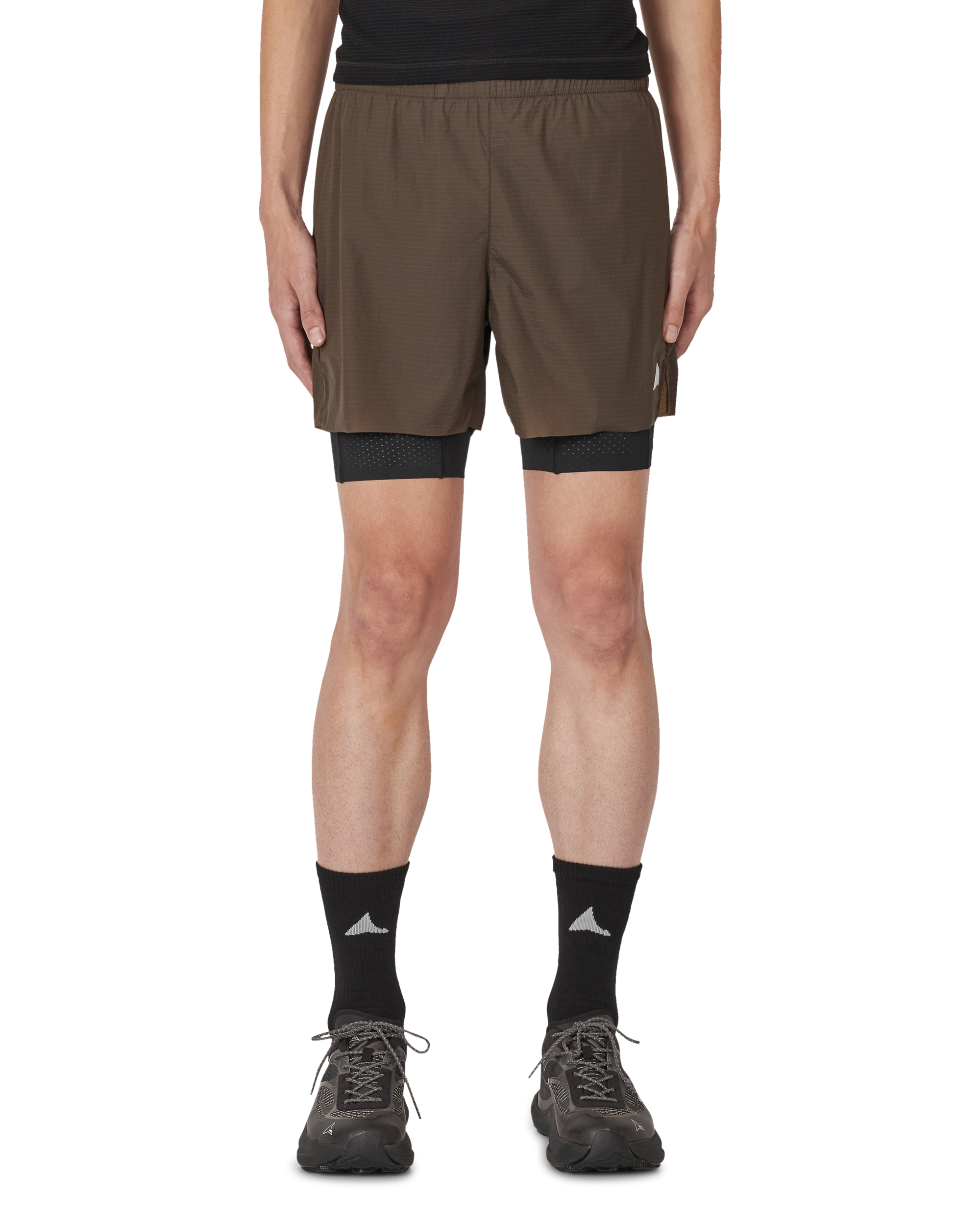 ROA Helder 5 Inch 2-in-1 Running Shorts J339707-S-Brown front