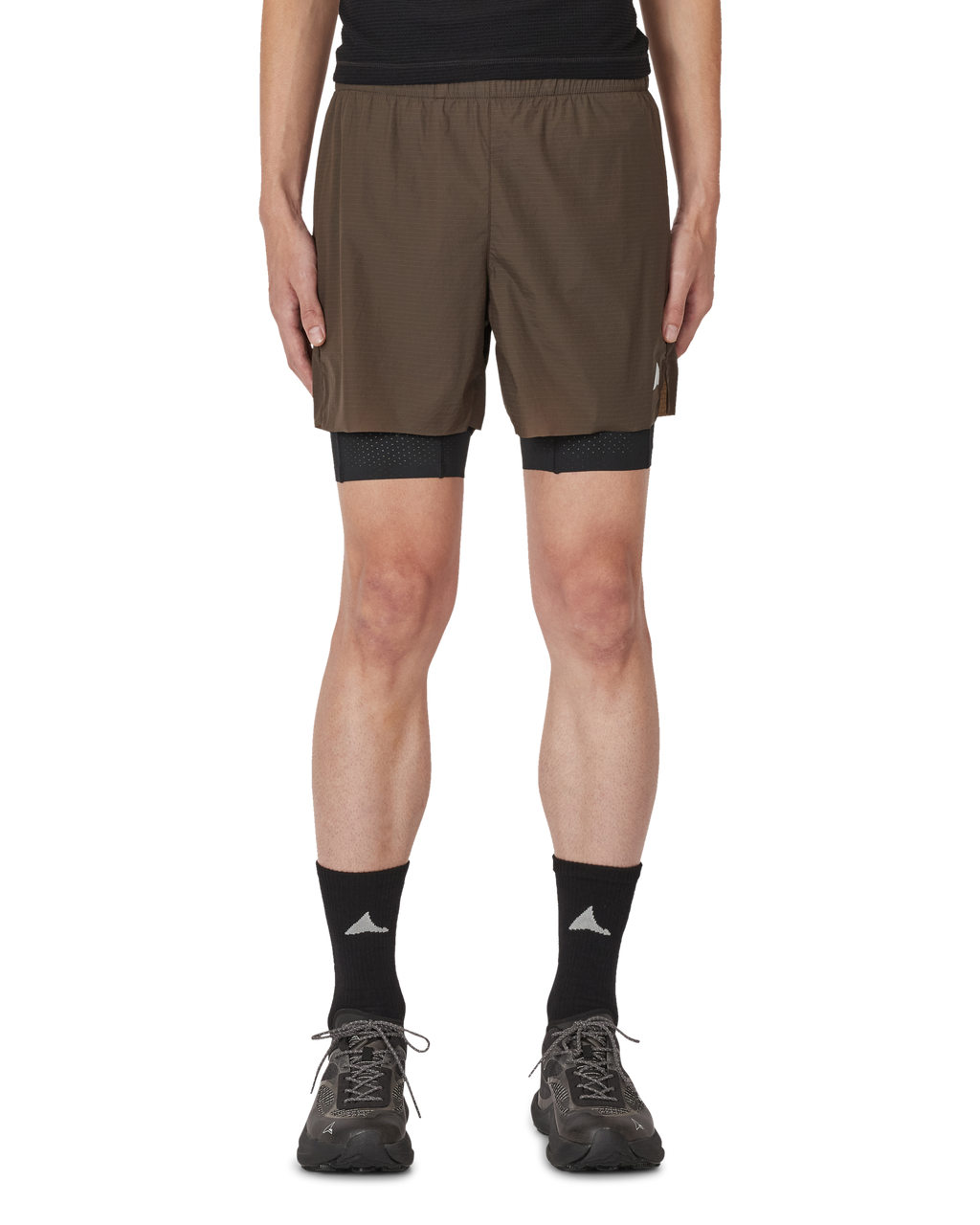 ROA Helder 5 Inch 2-in-1 Running Shorts J339707-S-Brown front