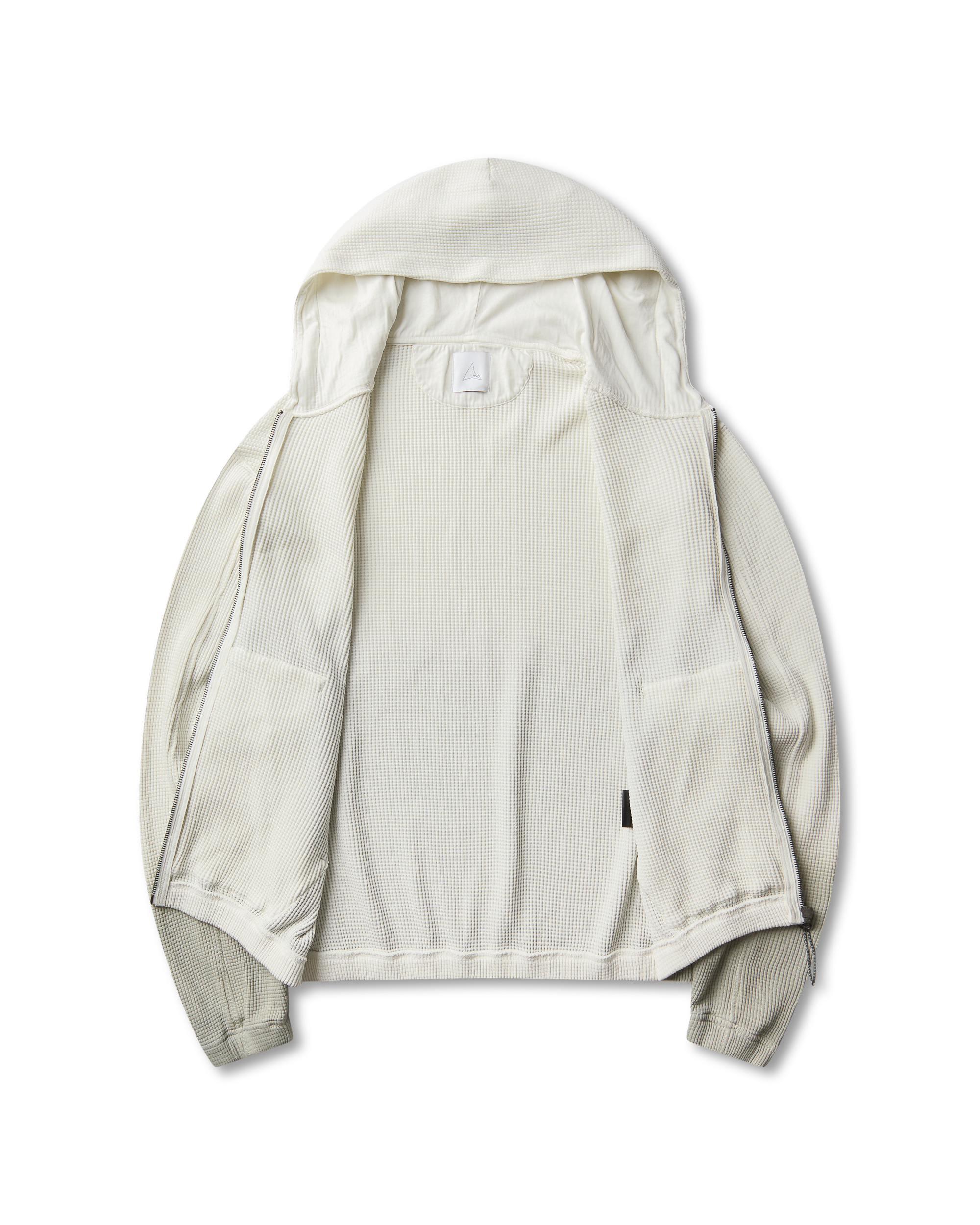 ROA Bee Sun Faded Organic Waffle Zip Up Hoodie J340278-S-White 11
