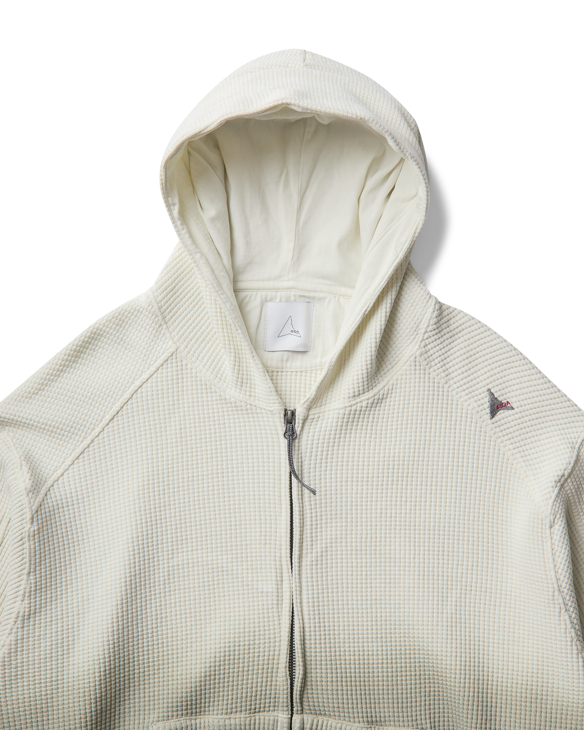 ROA Bee Sun Faded Organic Waffle Zip Up Hoodie J340278-S-White 12