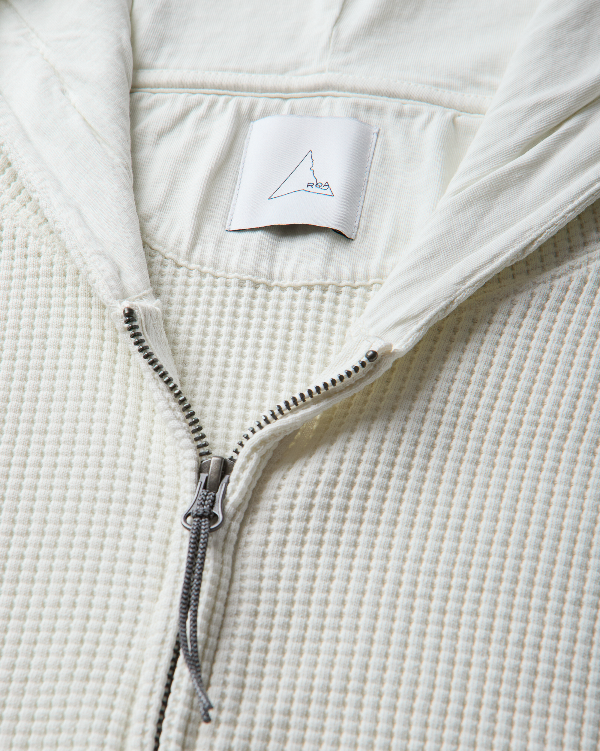 ROA Bee Sun Faded Organic Waffle Zip Up Hoodie J340278-S-White 14