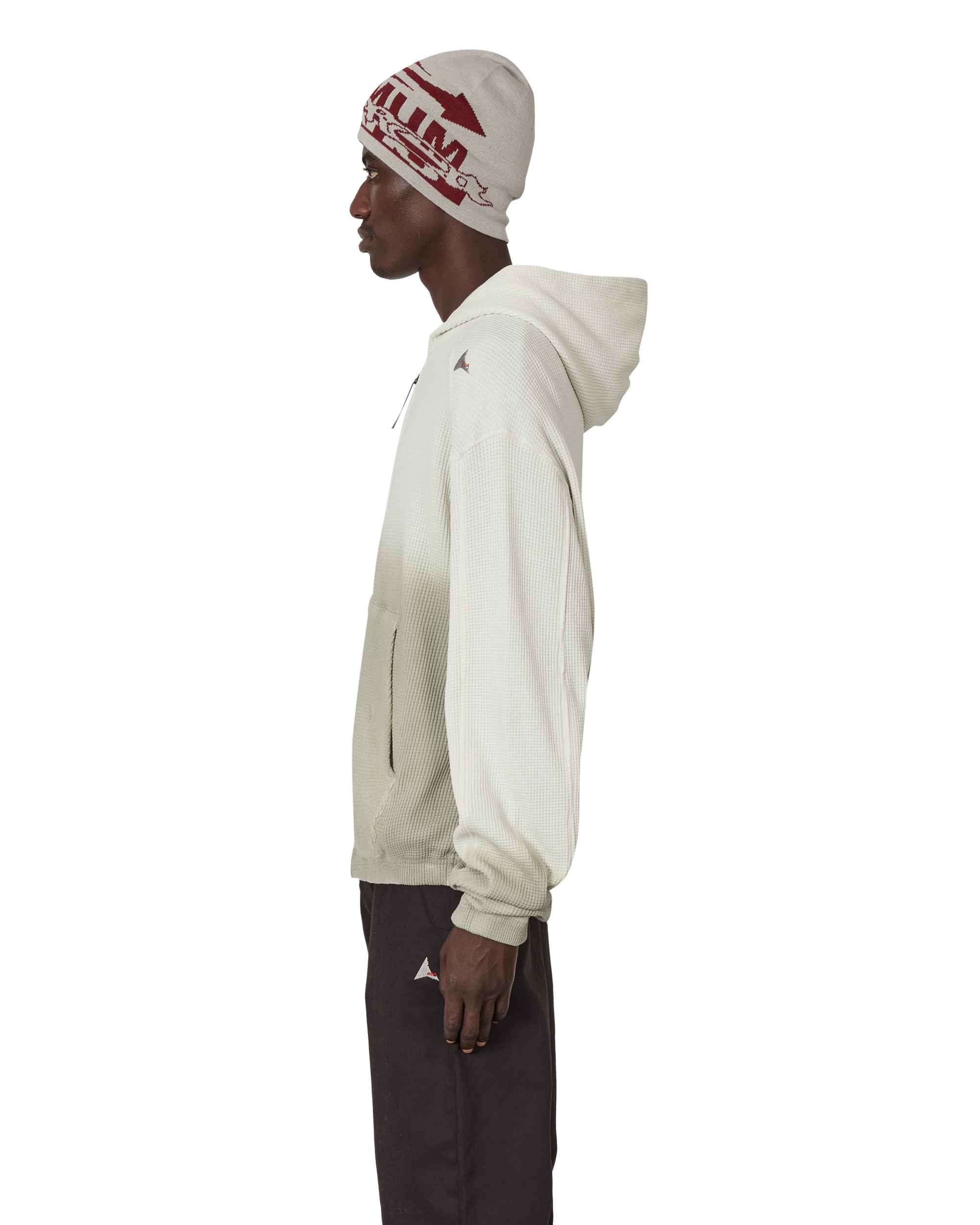 ROA Bee Sun Faded Organic Waffle Zip Up Hoodie J340278-S-White 2