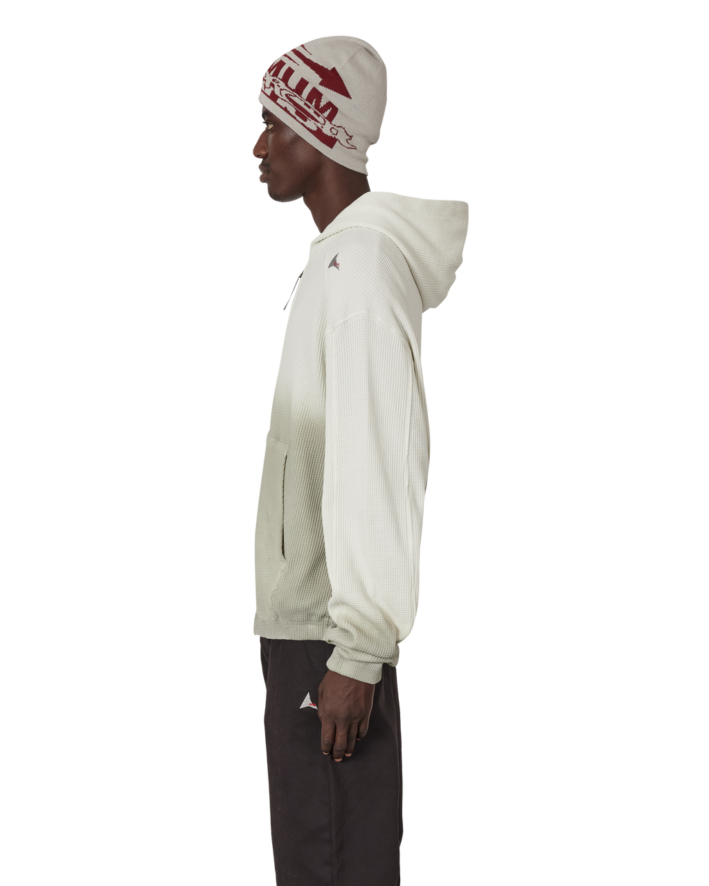 ROA Bee Sun Faded Organic Waffle Zip Up Hoodie J340278-S-White front