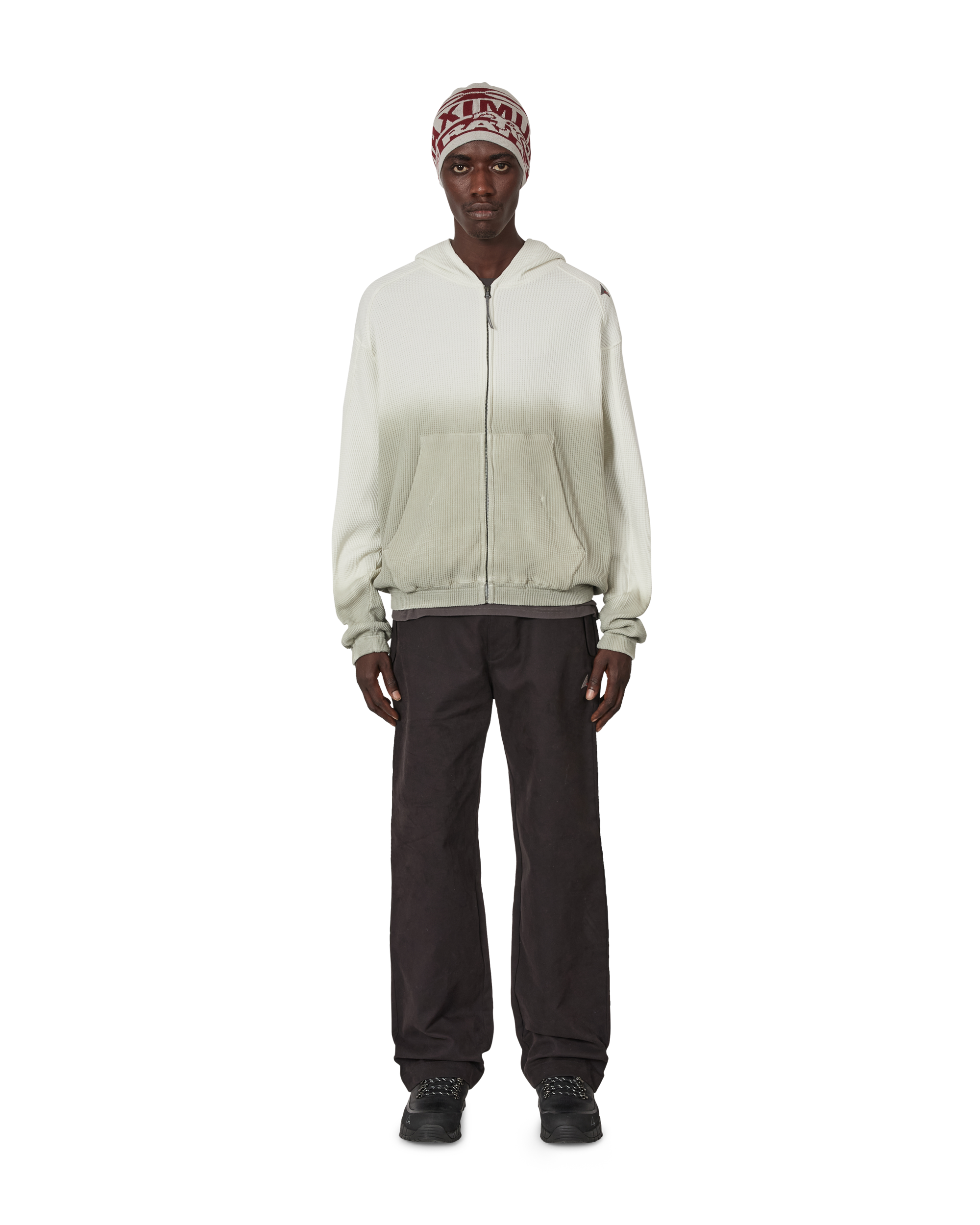 ROA Bee Sun Faded Organic Waffle Zip Up Hoodie J340278-S-White 4