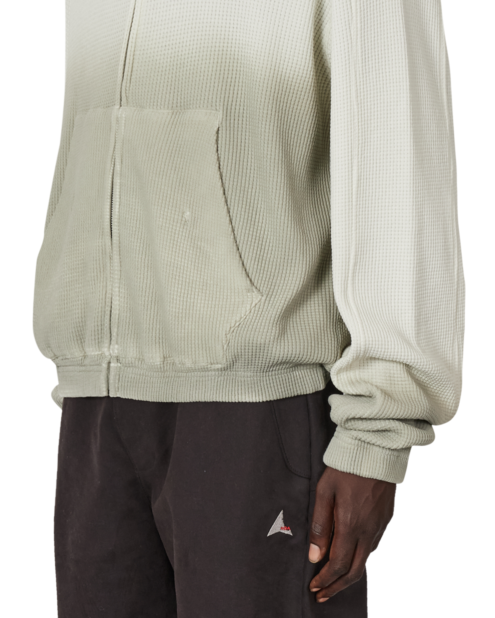 ROA Bee Sun Faded Organic Waffle Zip Up Hoodie J340278-S-White 6