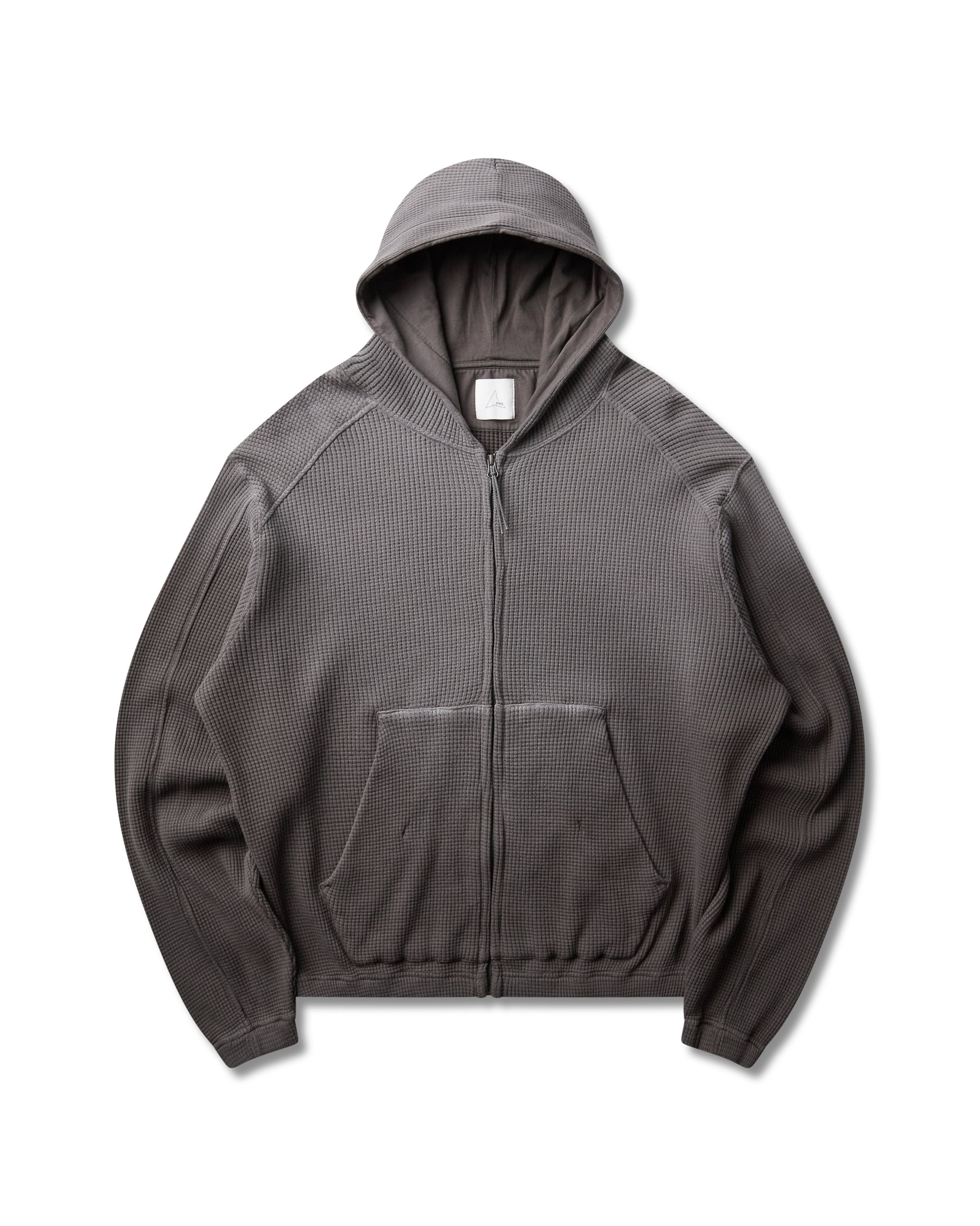 ROA Bee Sun Faded Organic Waffle Zip Up Hoodie J340279-S-Black 9