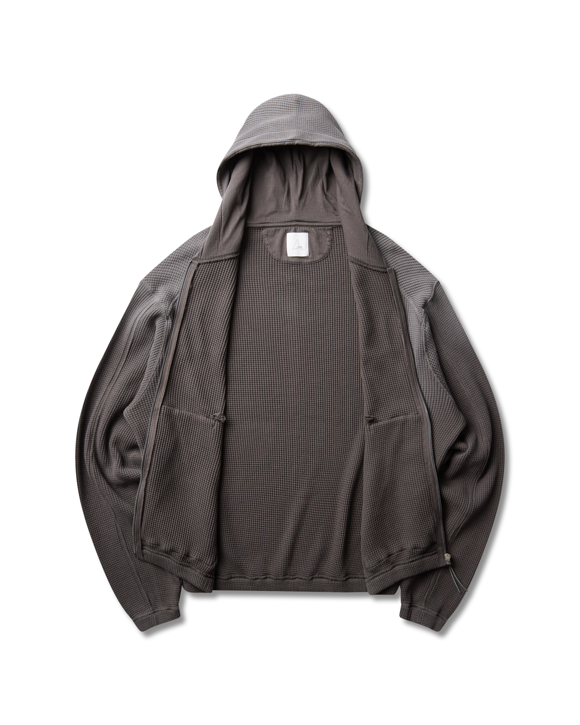 ROA Bee Sun Faded Organic Waffle Zip Up Hoodie J340279-S-Black 11